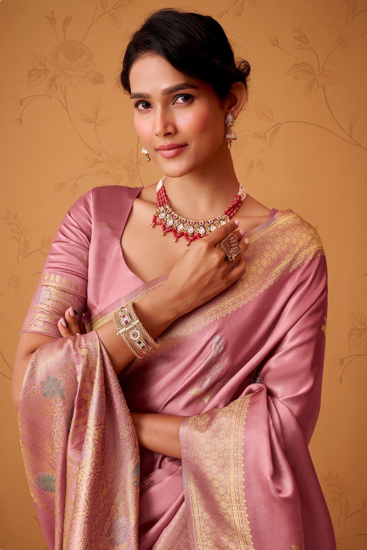 MySilkLove Pizzazz Pink Handloom Satin Silk Saree