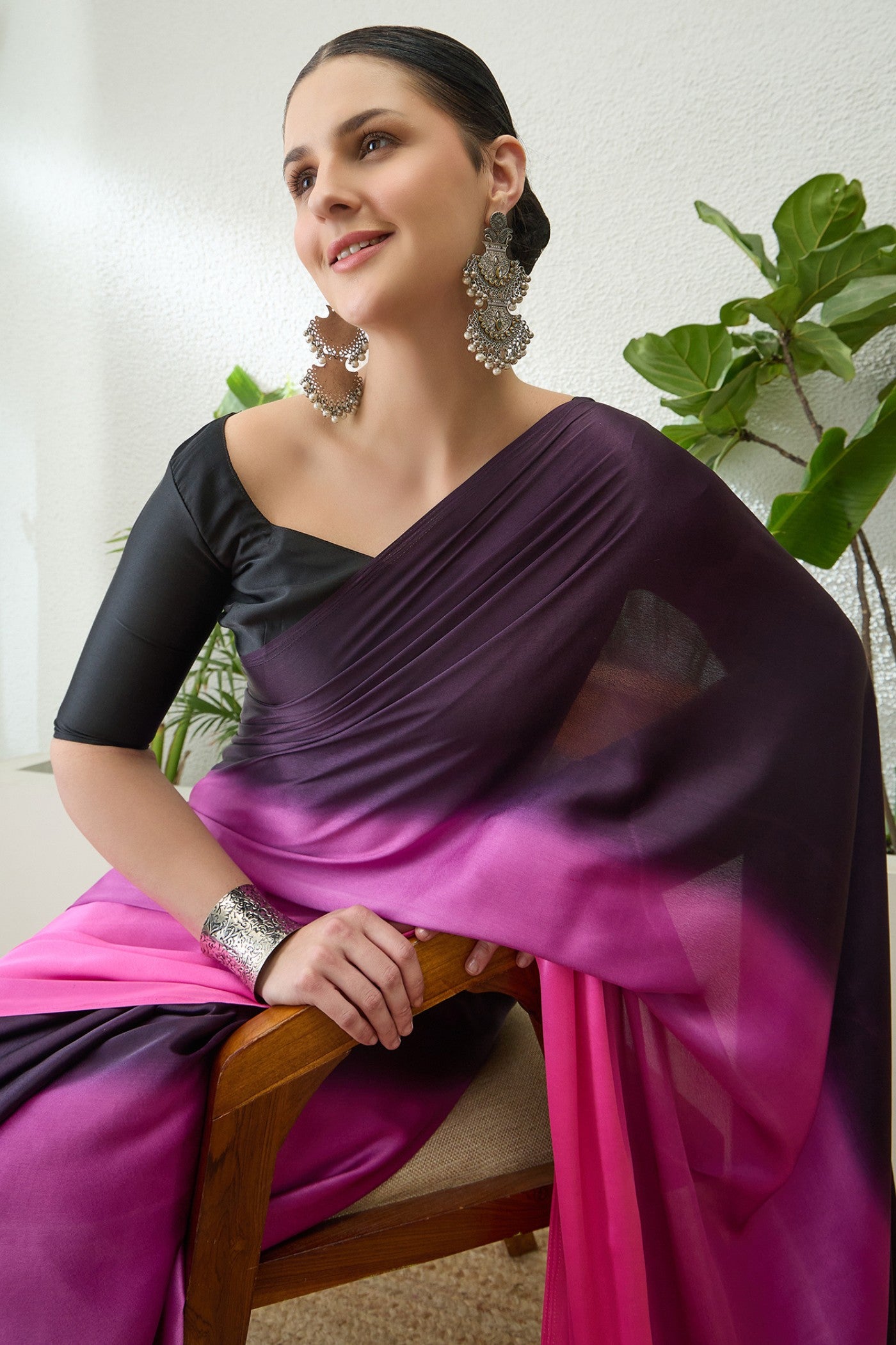 Buy MySilkLove Fairy Pink and Black Satin Georgette Silk Saree Online