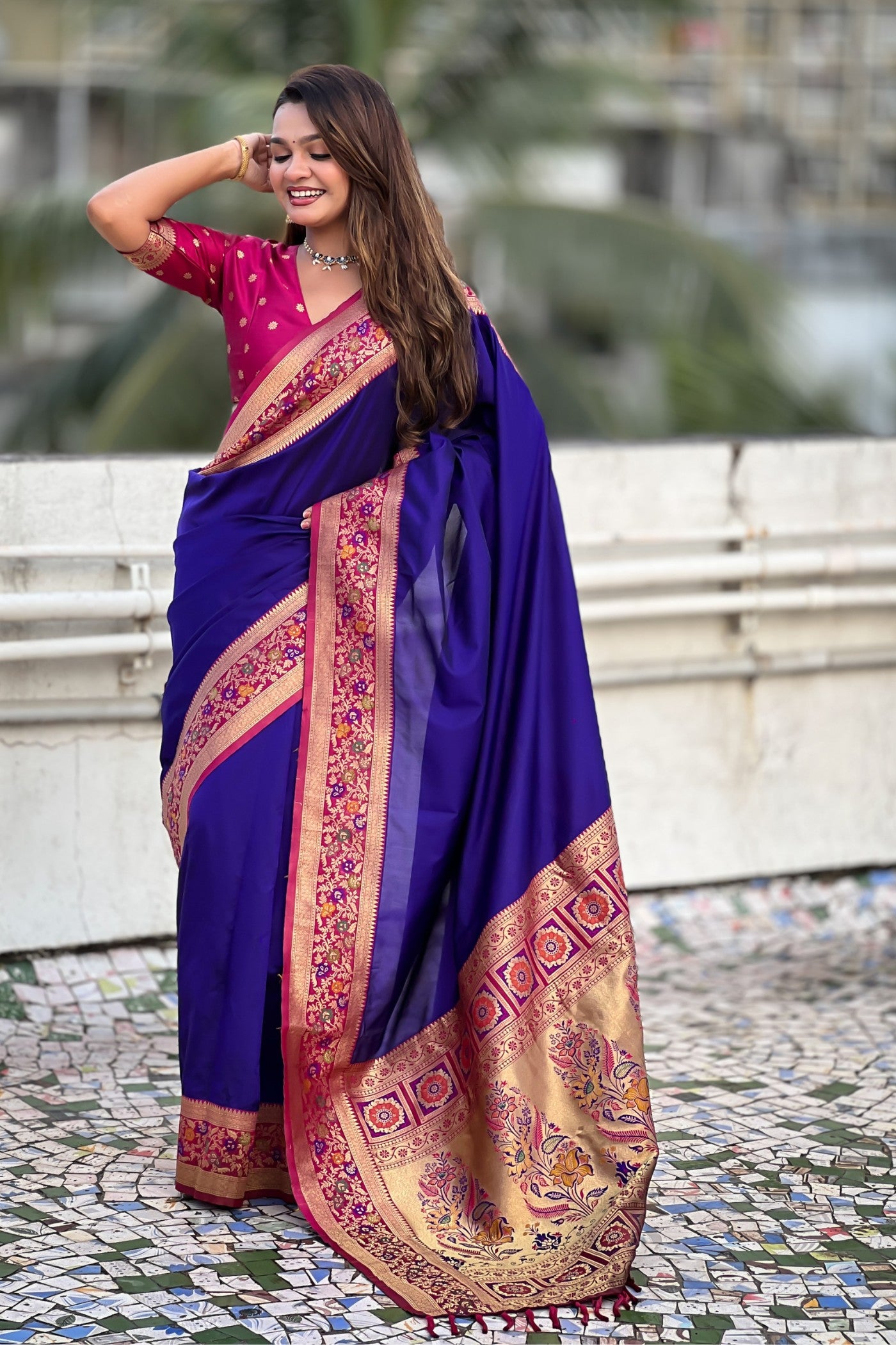 MySilkLove Zodiac Blue Zari Woven Paithani Saree