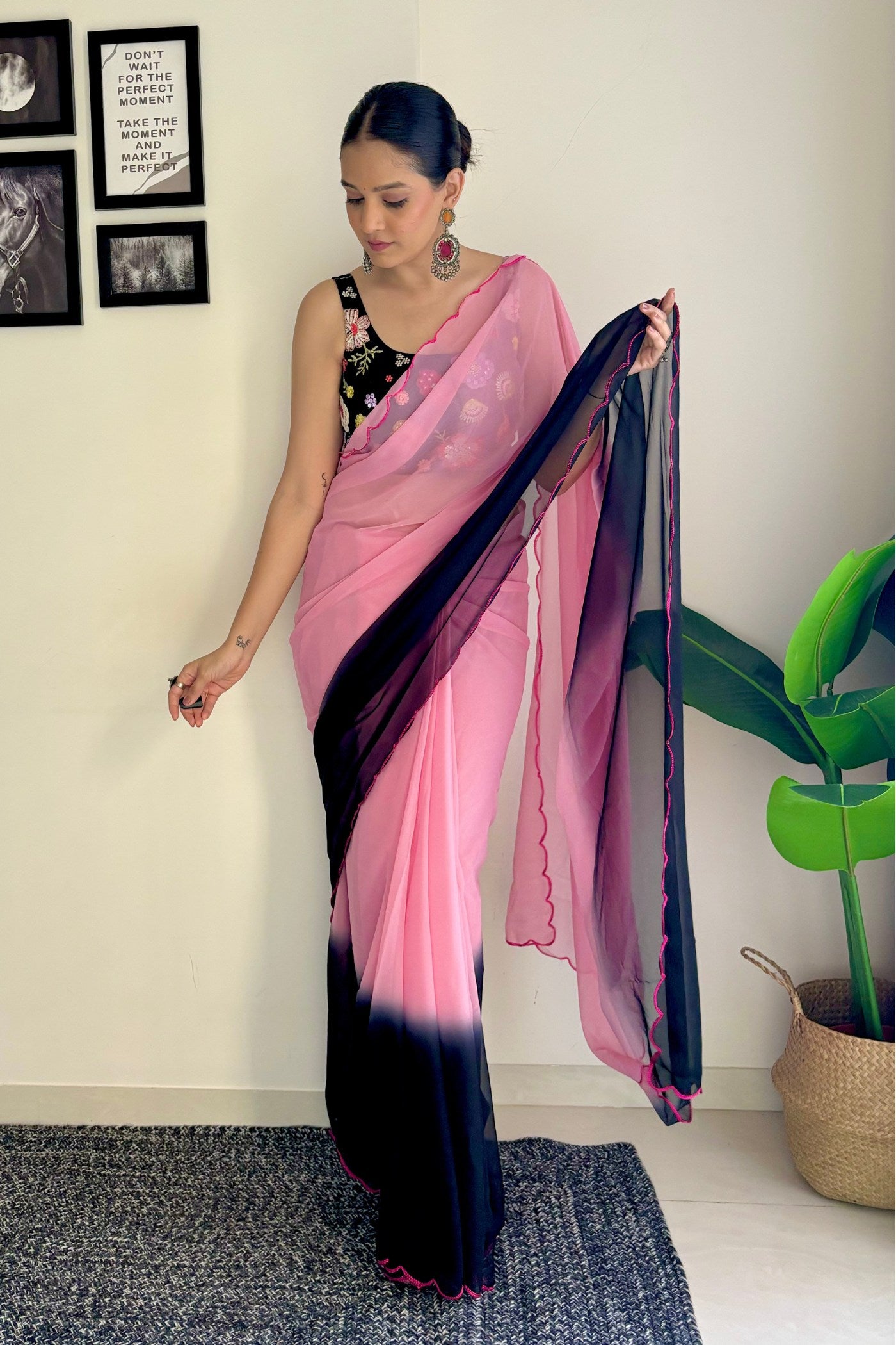 Buy MySilkLove Baby Pink Georgette Saree Online