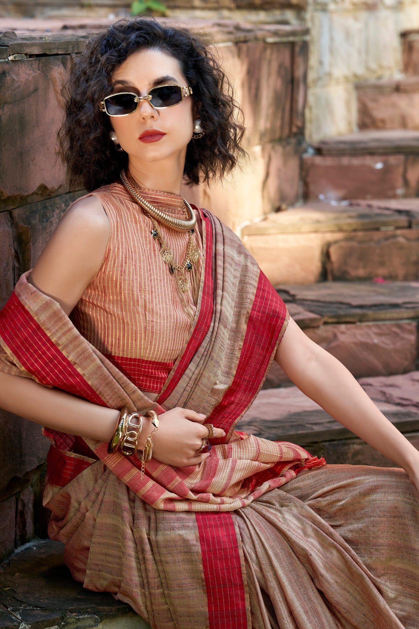 MySilkLove Roman Coffee Brown Handloom Katan Saree