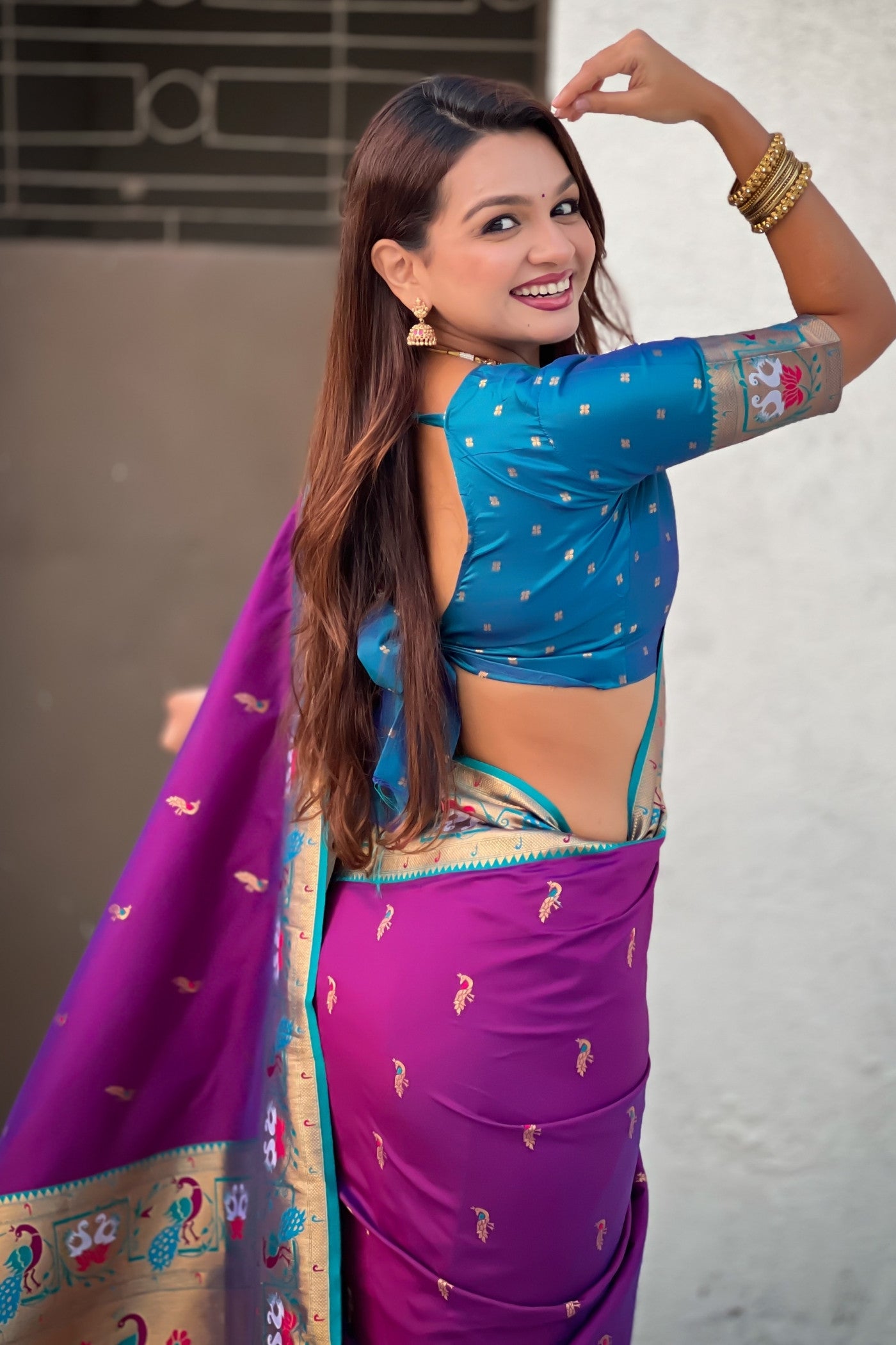 MySilkLove Eggplant Purple Zari Woven Paithani Saree