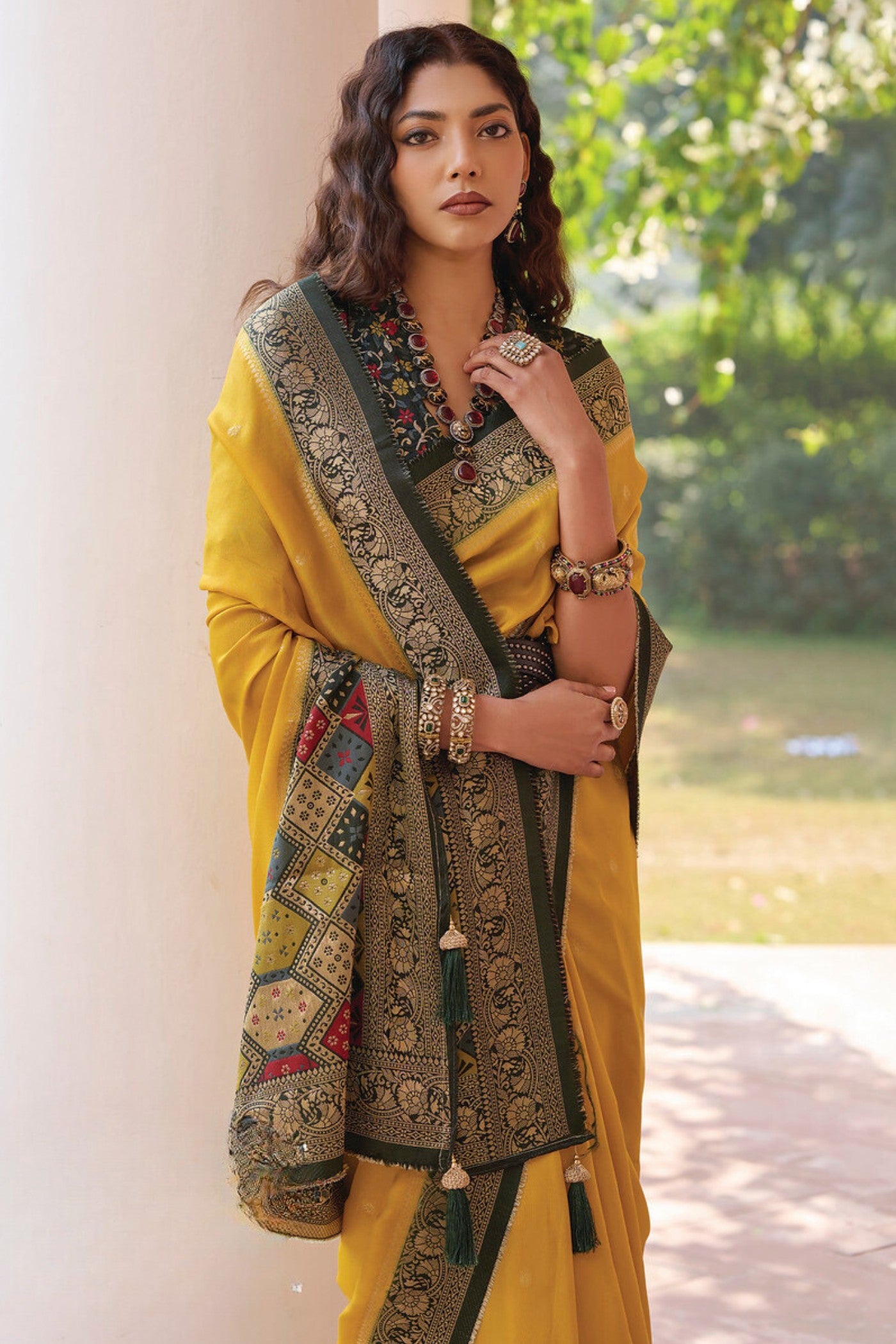 Buy MySilkLove Gamboge Yellow Banarasi Handloom Saree Online