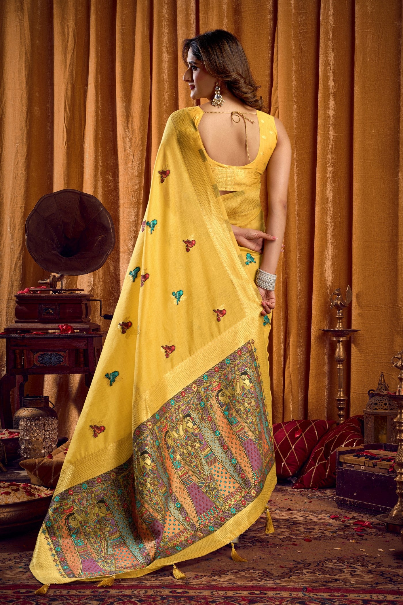 Buy MySilkLove Sunshine Yellow Woven Cotton Saree Online