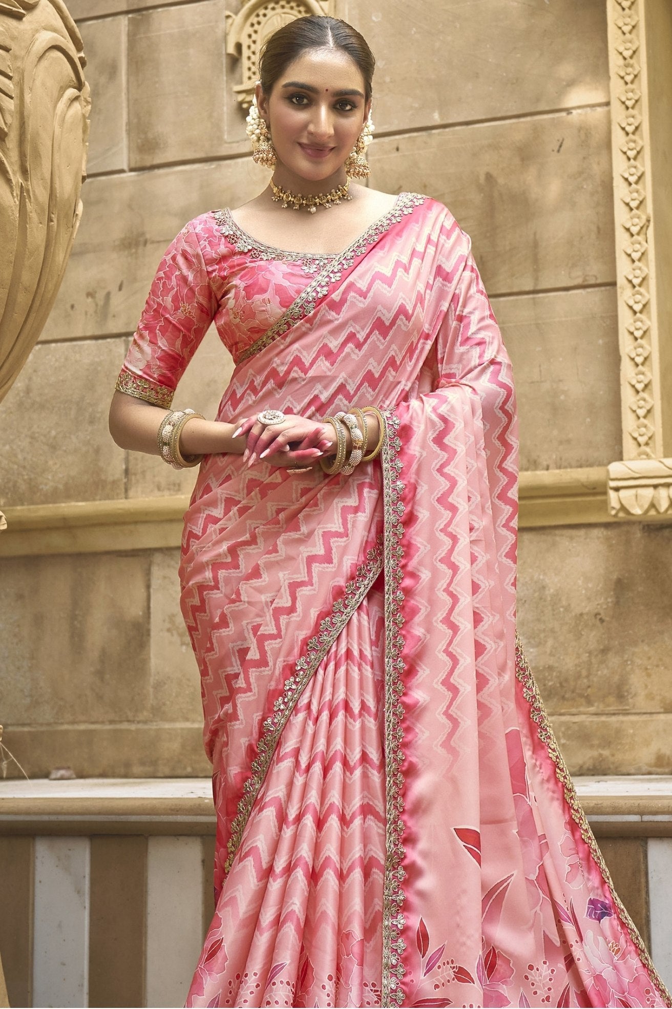 Buy MySilkLove Spanish Pink Banarasi Designer Saree Online