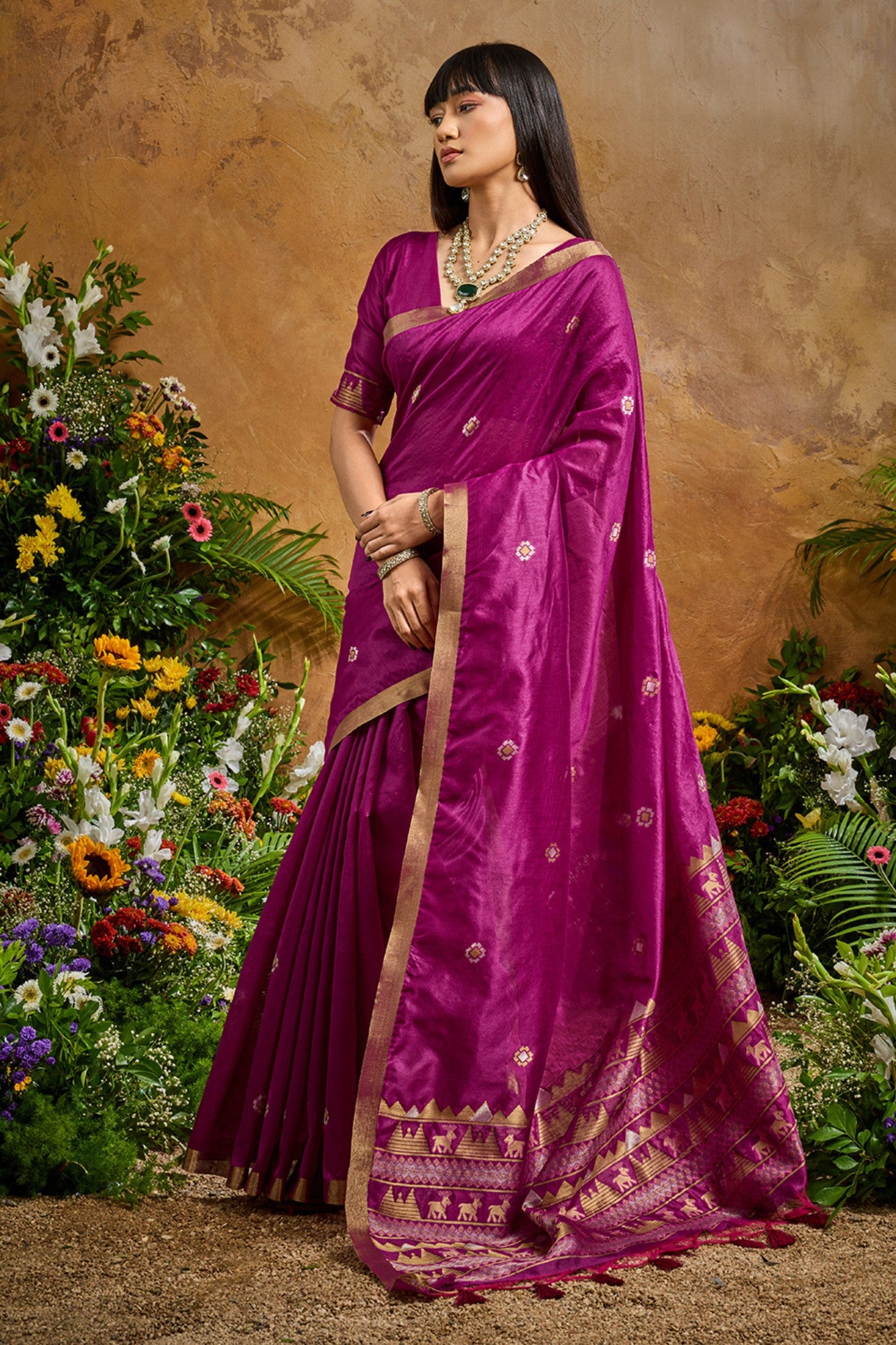 Buy MySilkLove Sangria Purple Tussar Handloom Silk Saree Online