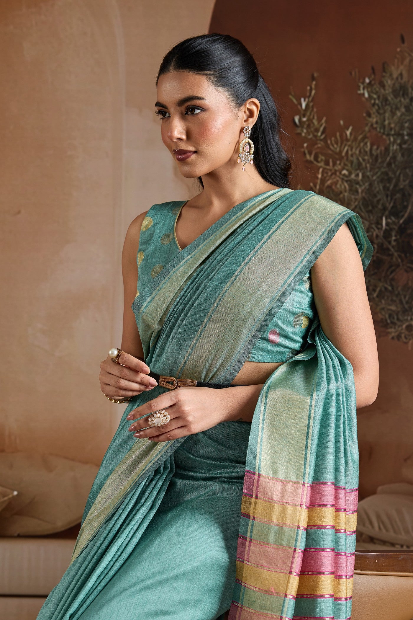 MySilkLove Savoy Blue Handloom Bhagalpuri Saree