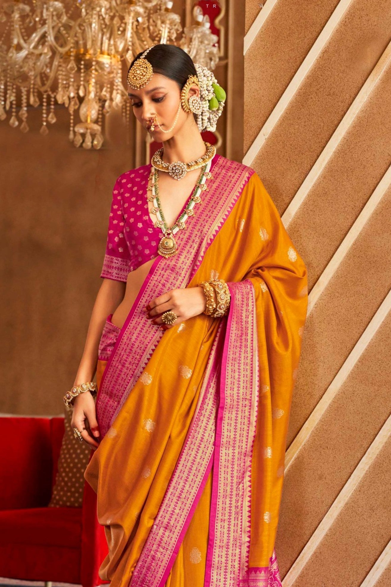 MySilkLove Bright Sun Yellow Printed Patola Saree