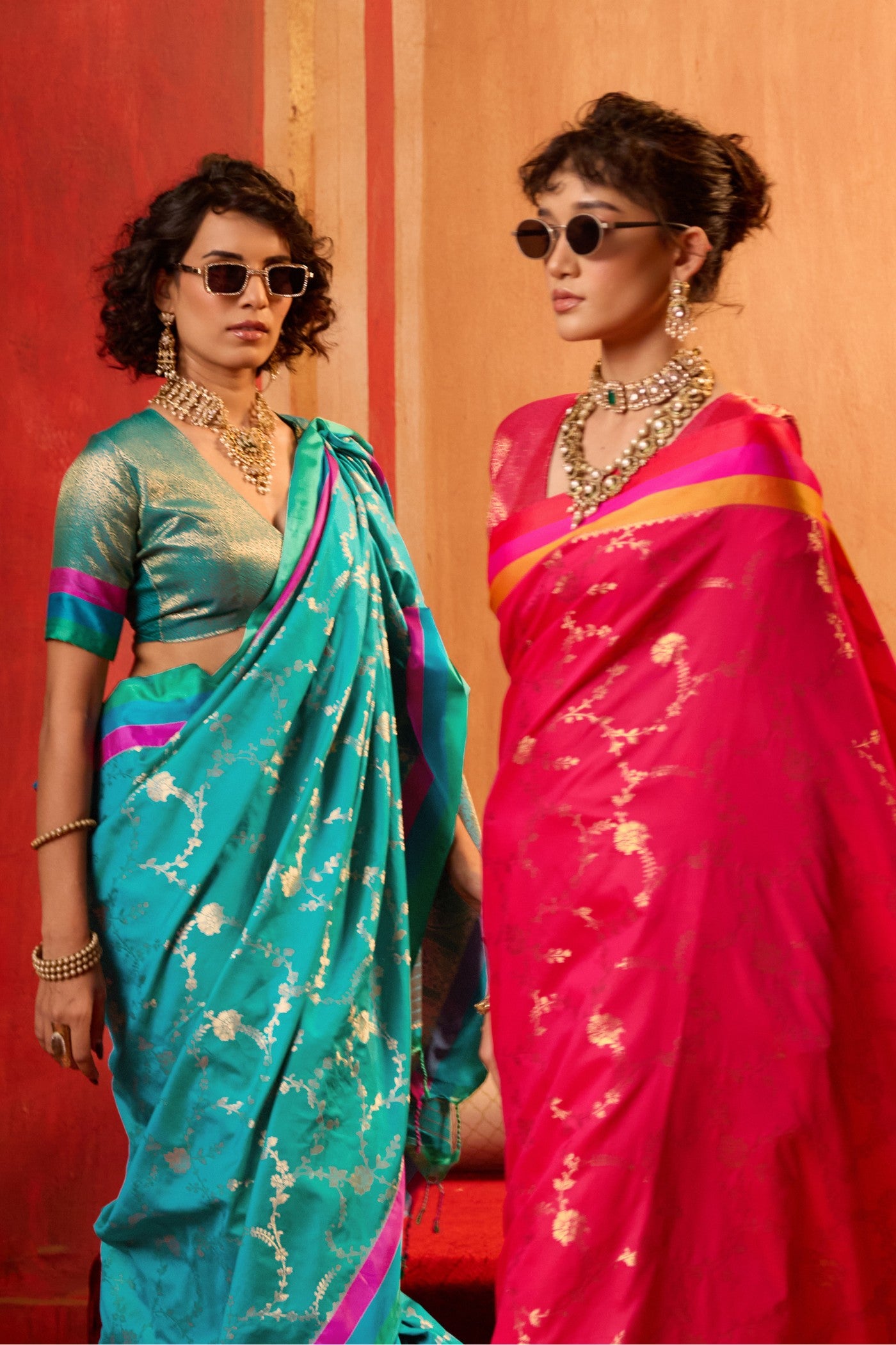 Buy MySilkLove Hibiscus Pink Handloom Satin Soft Silk Saree Online