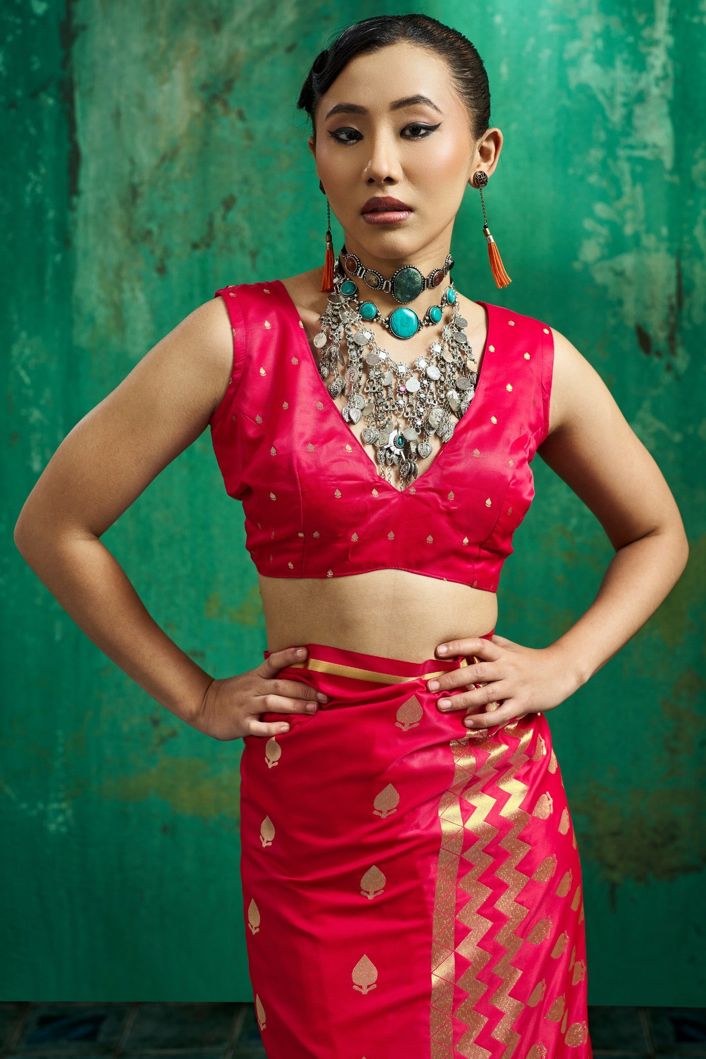 Buy MySilkLove Wine Red Handloom Satin Silk Saree Online