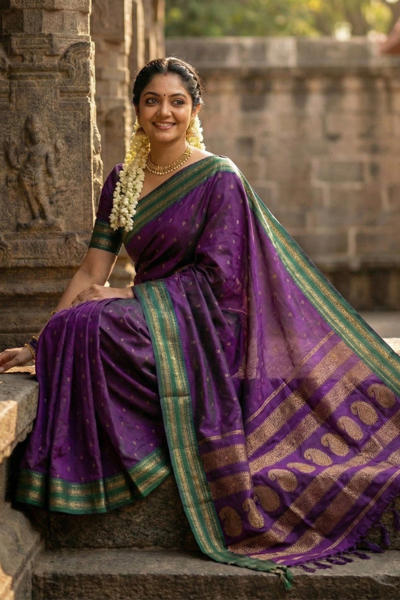 MySilkLove Mulberry Purple Banarasi Woven Soft Silk Saree