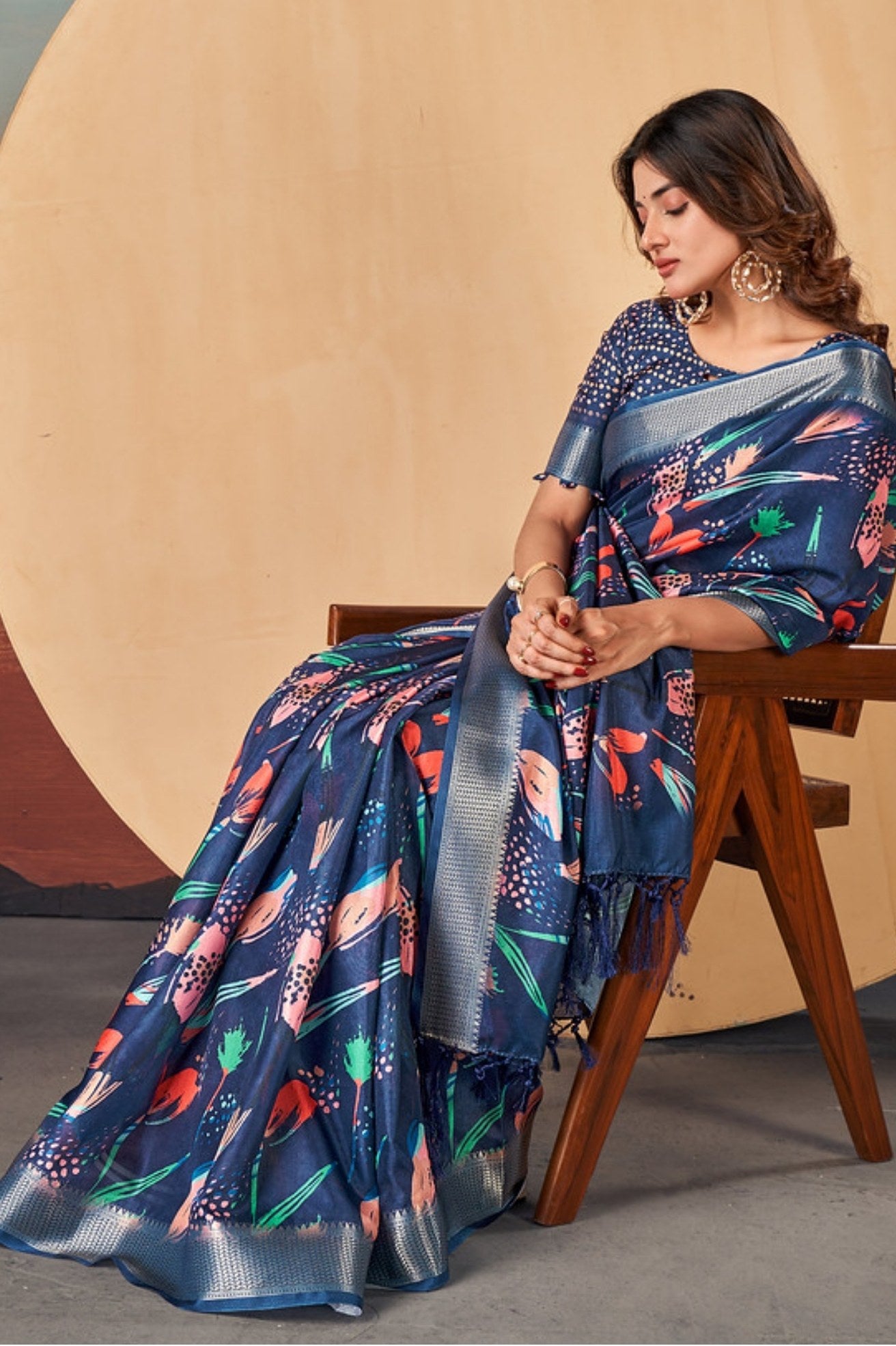 Buy MySilkLove East Bay Blue Banarasi Digital Printed Saree Online