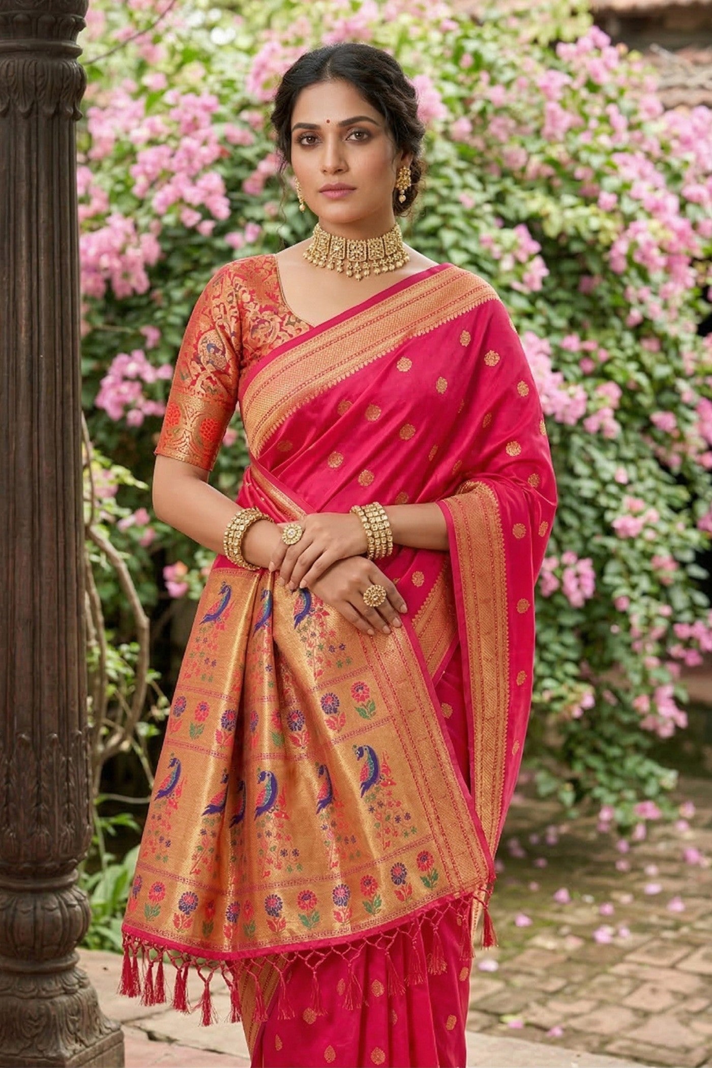 MySilkLove Cupid Pink Zari Woven Paithani Saree