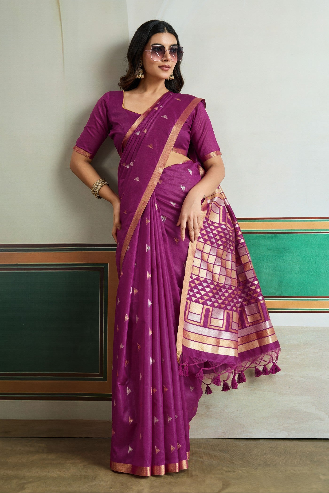 Buy MySilkLove Violet Purple Tussar Handloom Silk Saree Online