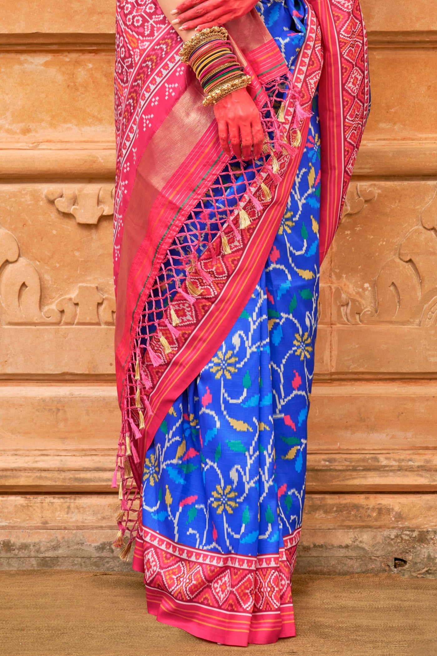 Buy MySilkLove Royal Blue Printed Patola Saree Online