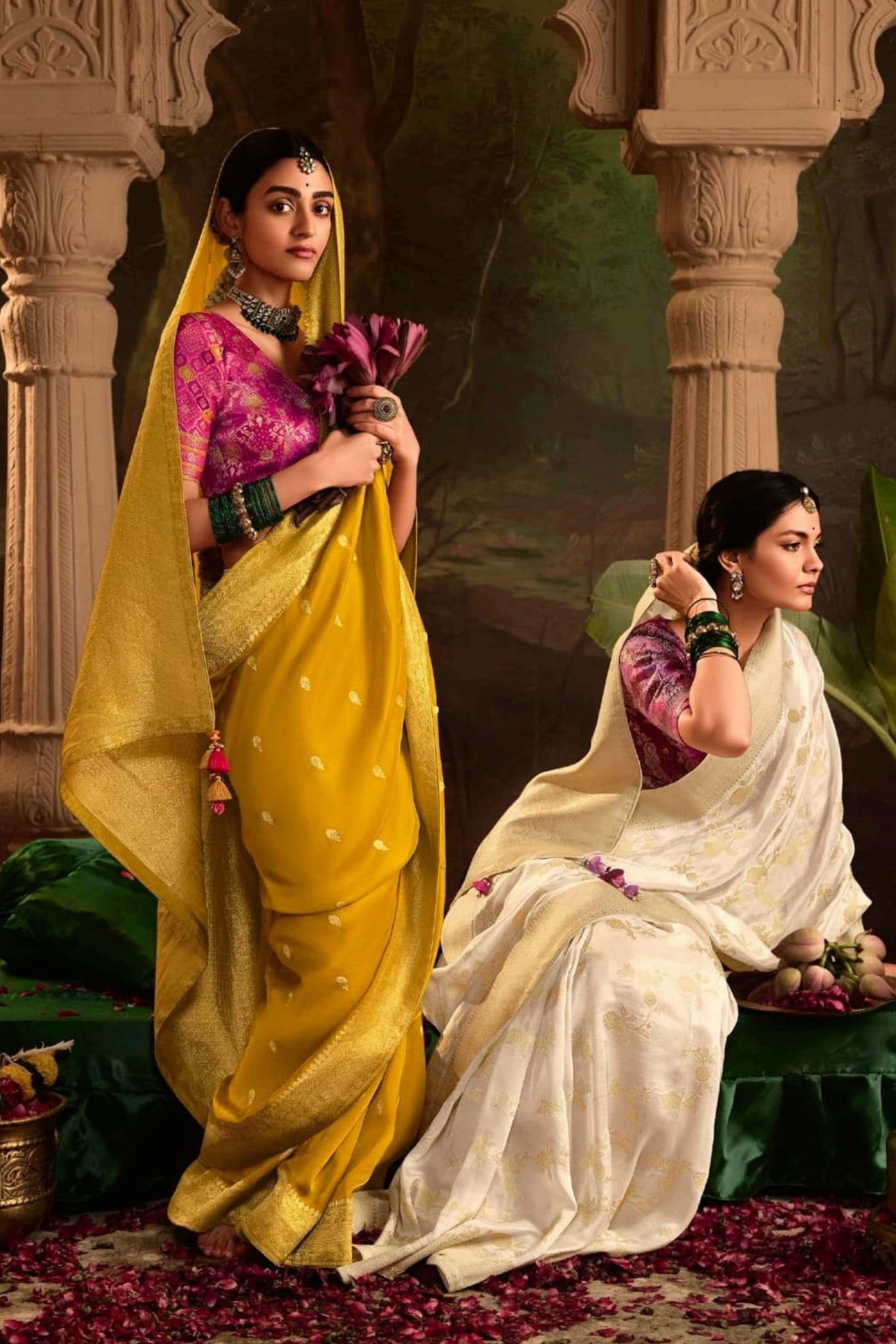 Buy MySilkLove Equator Yellow Designer Banarasi Dola Silk Saree Online