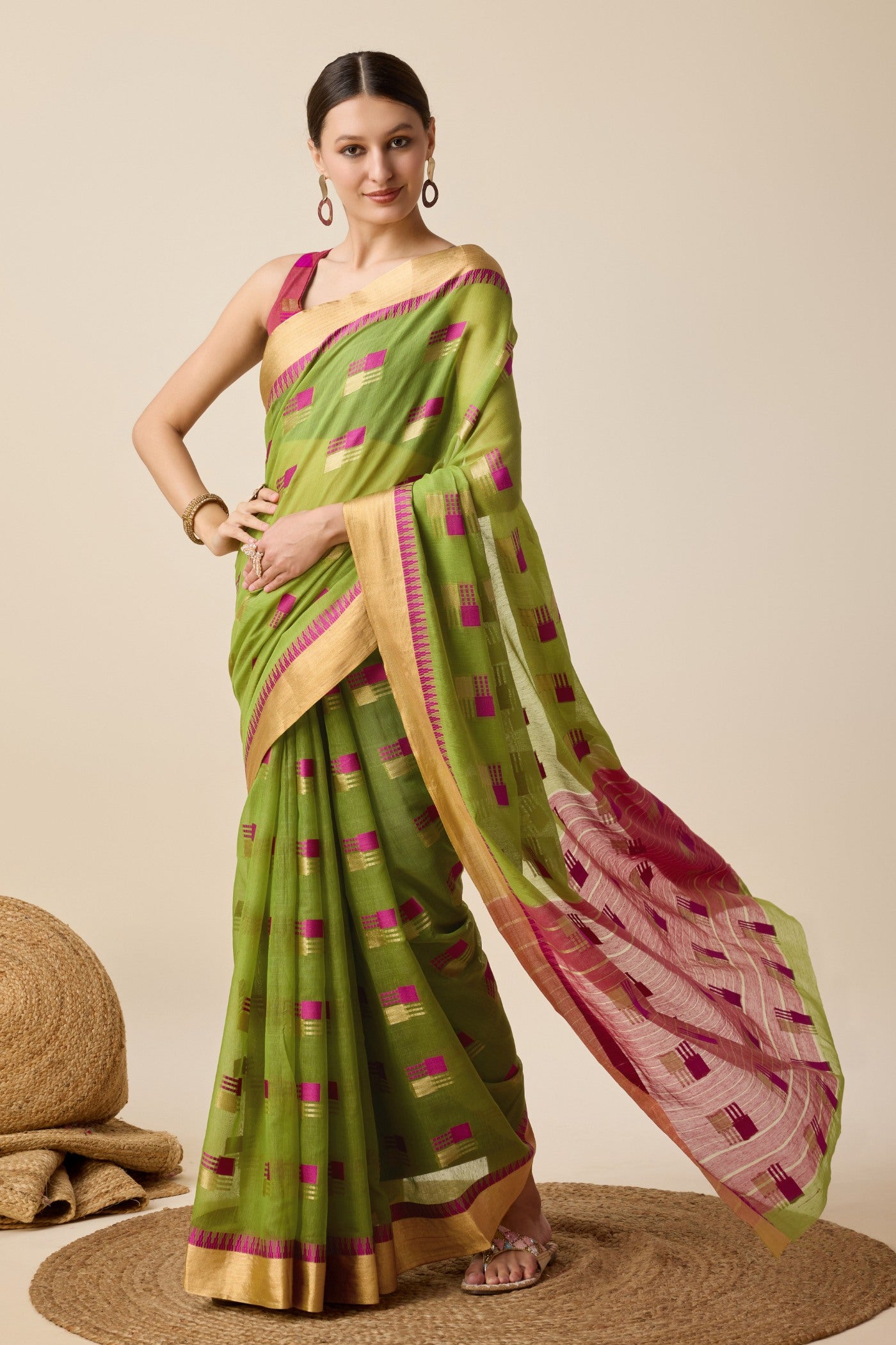 Buy MySilkLove Forest Green Cotton Soft Silk Saree Online