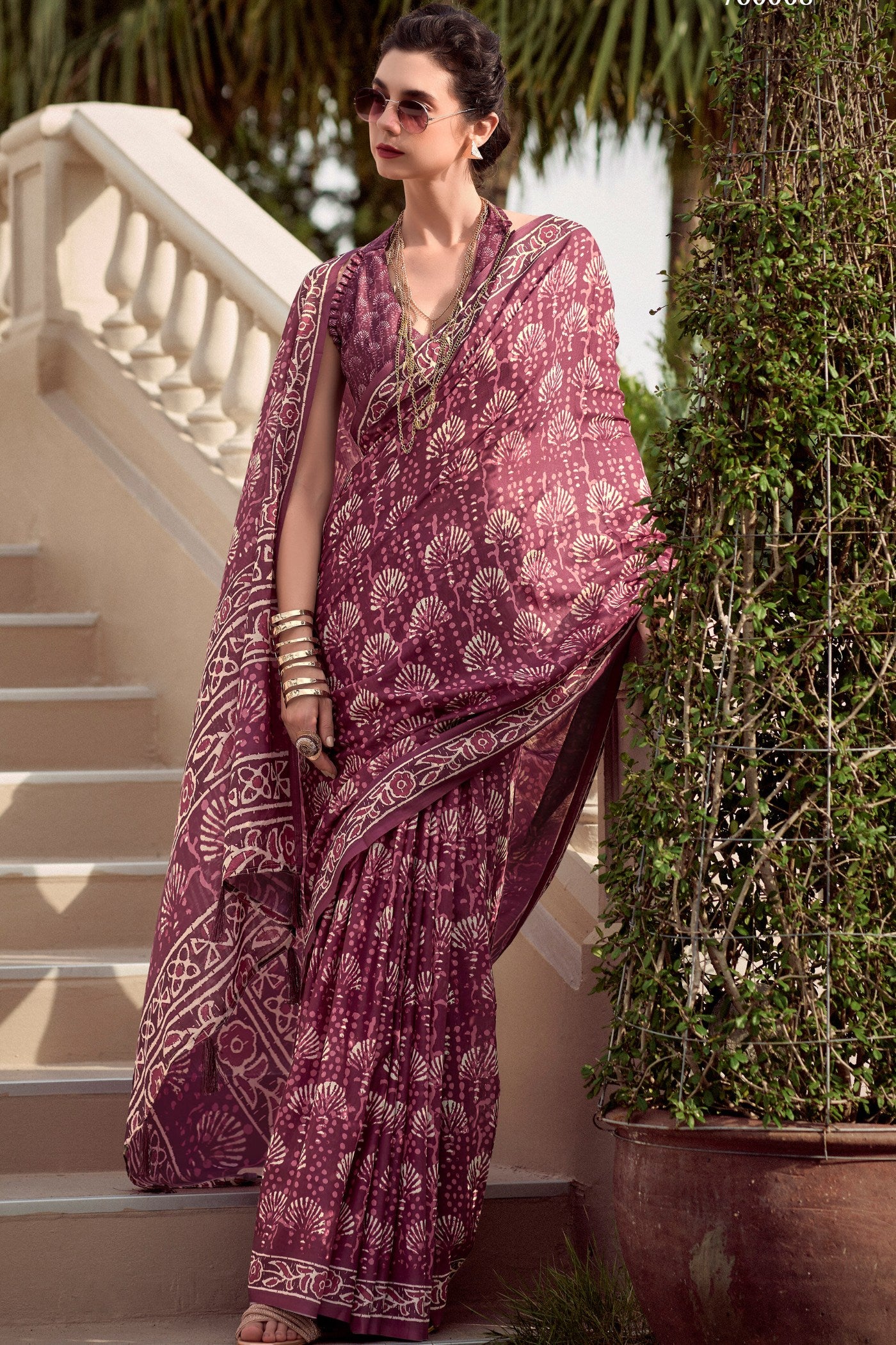 Buy MySilkLove Lotus Pink Mul Mul Cotton Saree Online