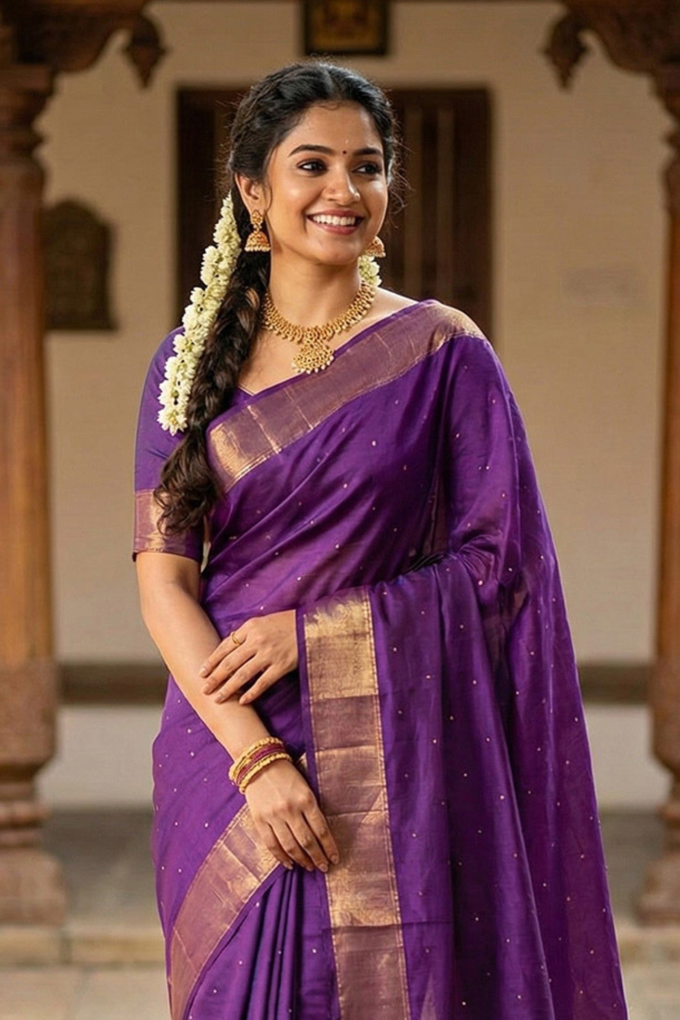Buy MySilkLove Berry Purple Banarasi Woven Soft Silk Saree Online