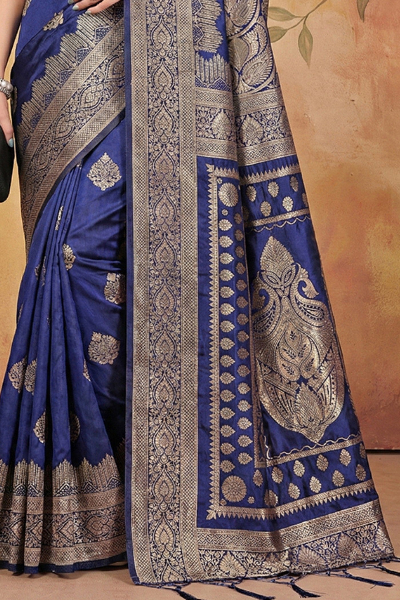 Buy MySilkLove Indigo Blue Woven Banarasi Silk Saree Online