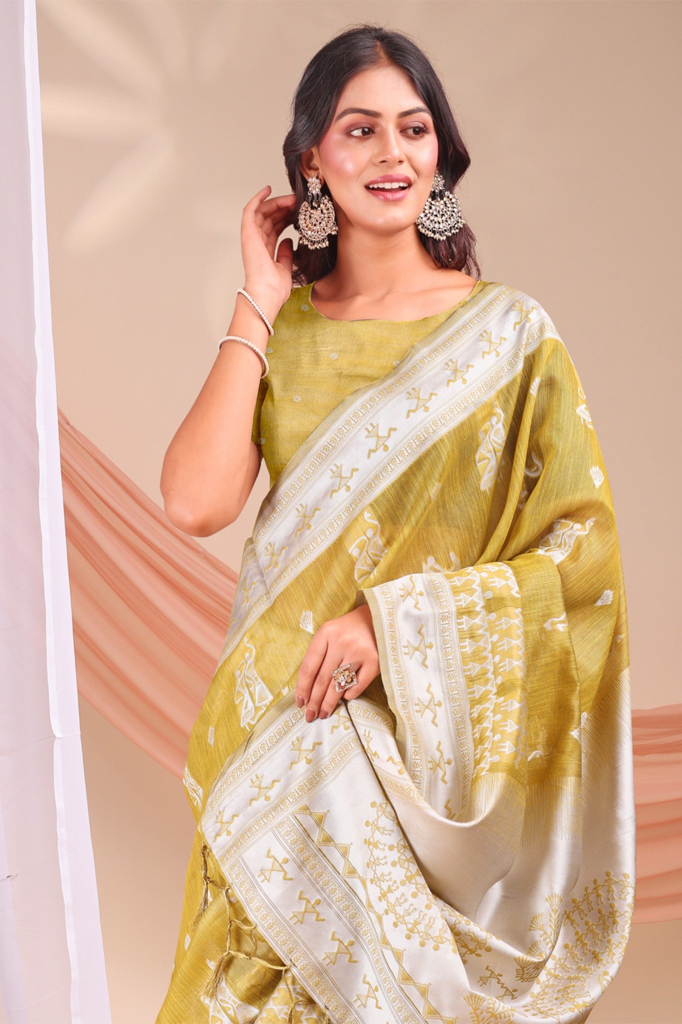 MySilkLove Honey Yellow Woven Linen Cotton Saree