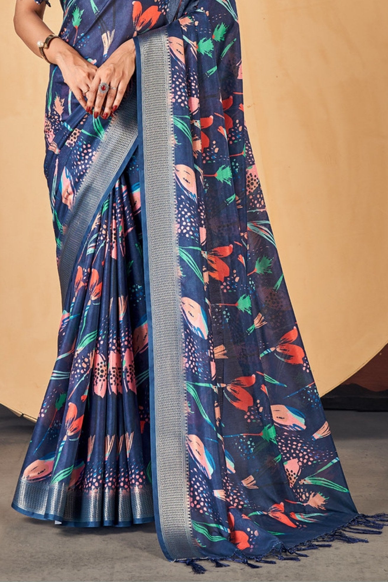 Buy MySilkLove East Bay Blue Banarasi Digital Printed Saree Online