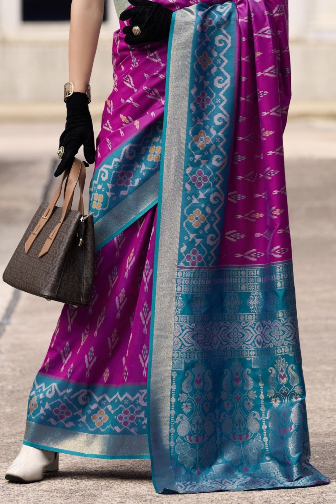 Buy MySilkLove Midnight Pearl Purple Woven Banarasi Soft Silk Saree Online