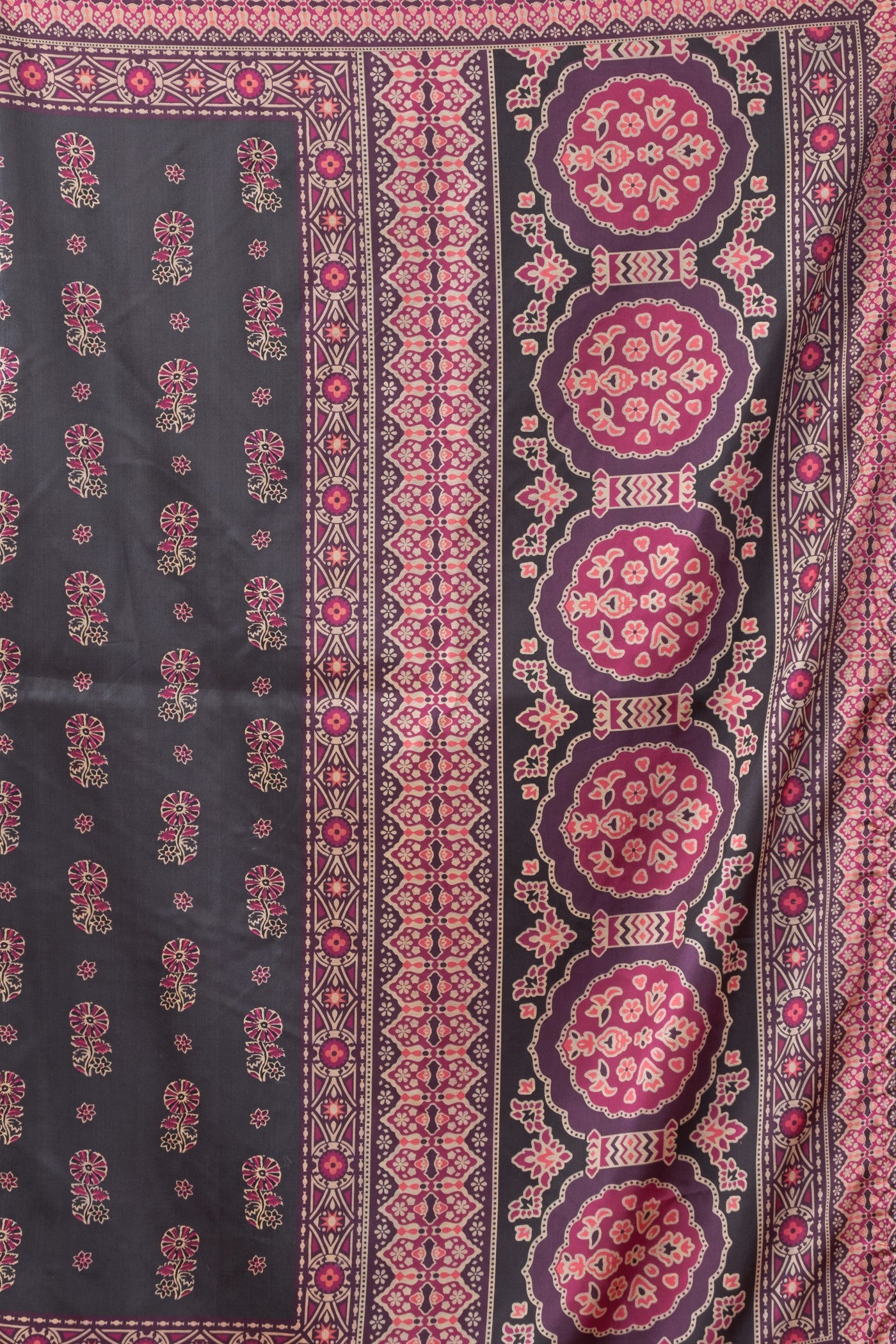 Buy MySilkLove Platinum Grey Ajrakh Printed Saree Online