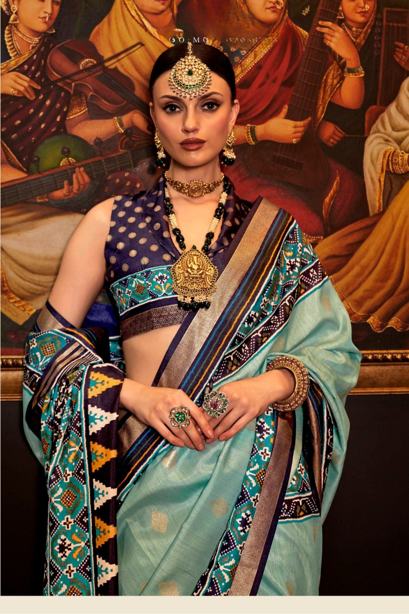 Buy MySilkLove Monte Carlo Blue Printed Patola Saree Online