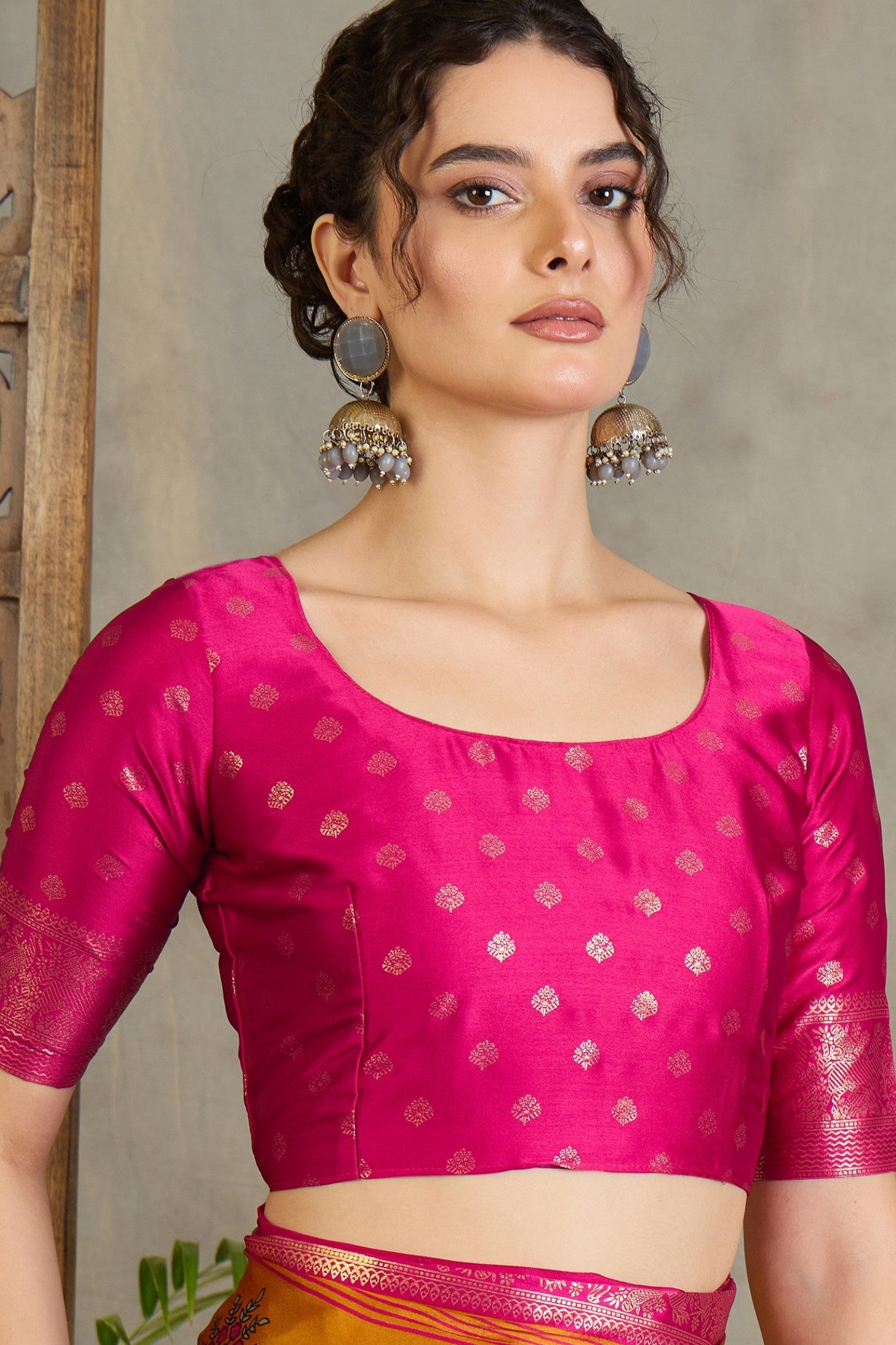 Buy MySilkLove Sunspill Yellow and Pink Printed Satin Crepe Silk Saree Online