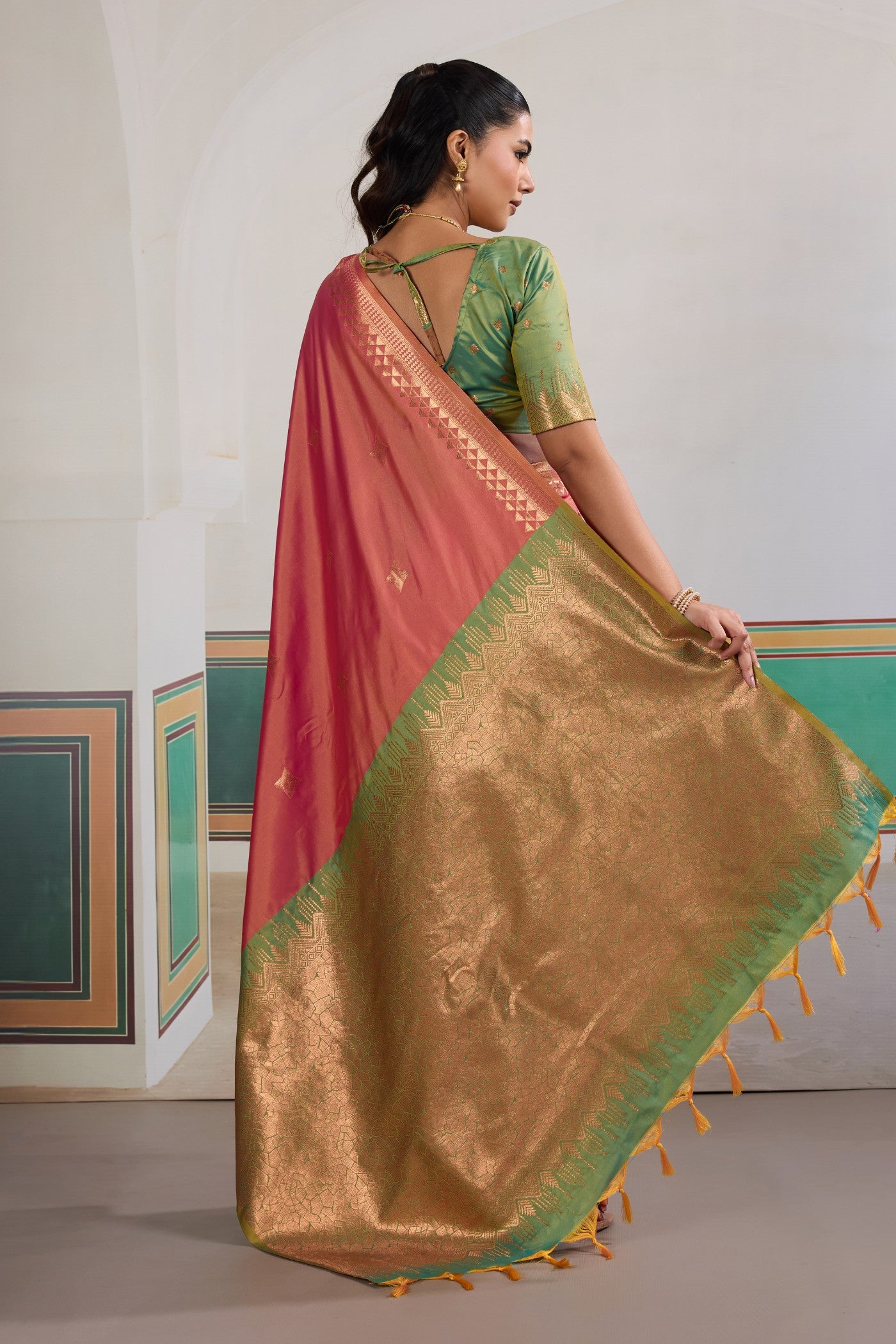 Buy MySilkLove Burnt Orange Banarasi Handloom Saree Online