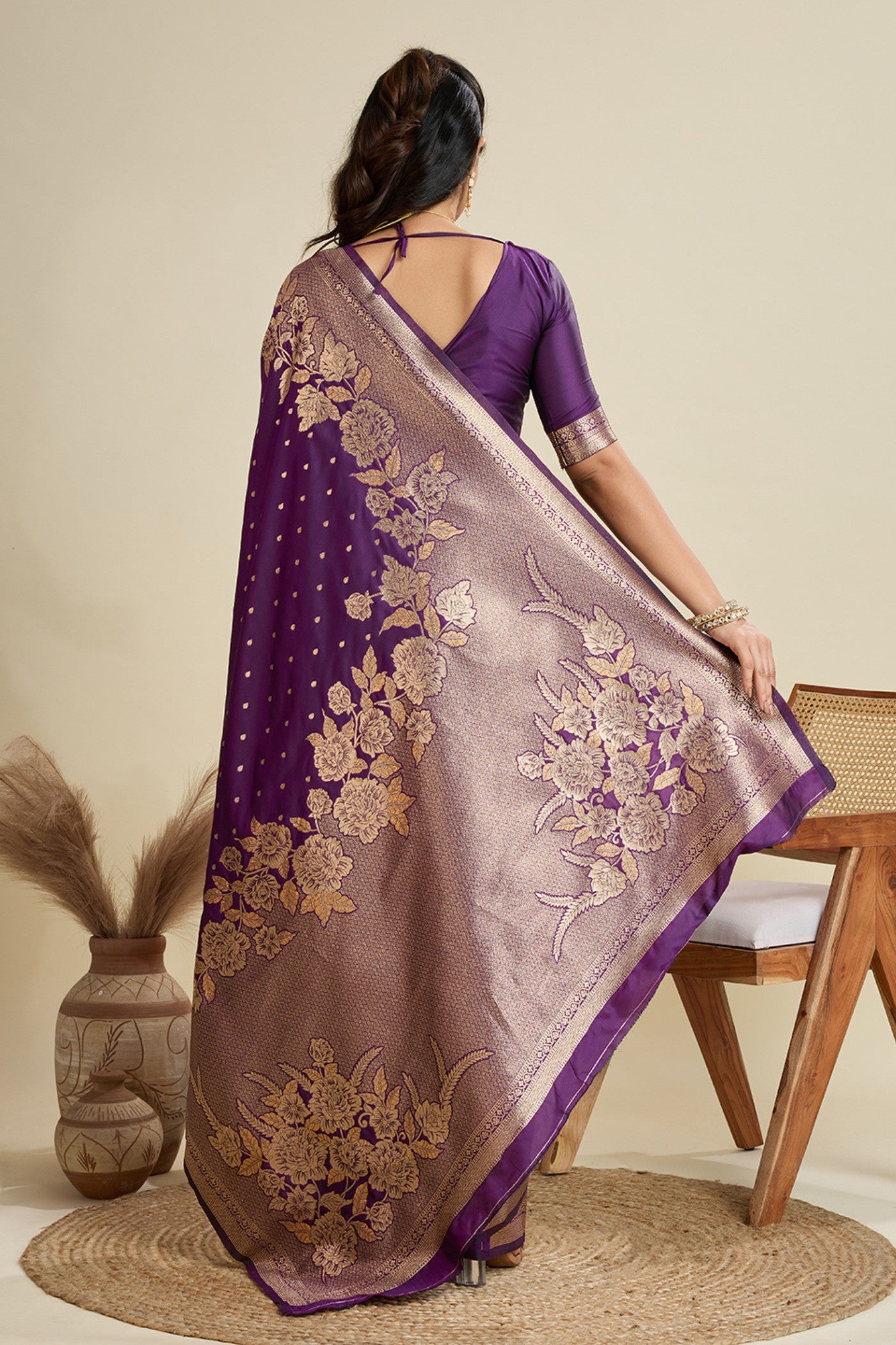 Buy MySilkLove Opera Purple Zari Woven Soft Kanjivaram Saree Online