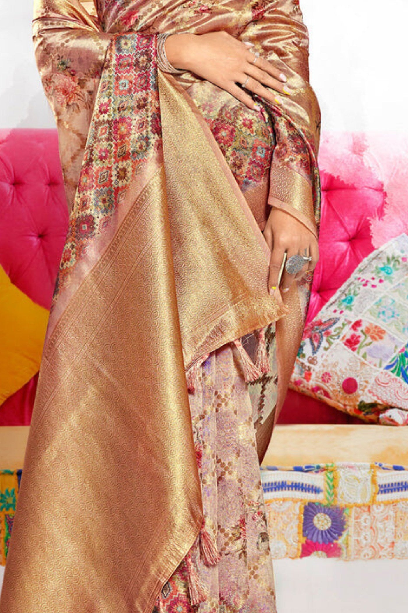 Buy MySilkLove Pastel Purple Digital Printed Banarasi Saree Online