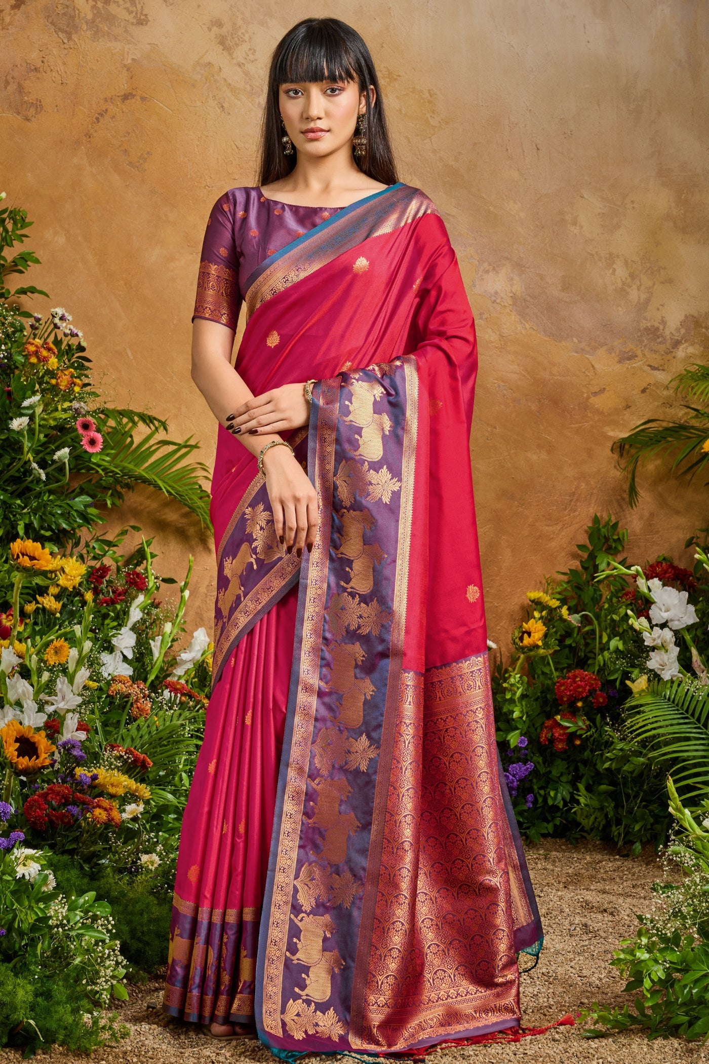 Buy MySilkLove Candy Red Banarasi Handloom Pichwai Saree Online