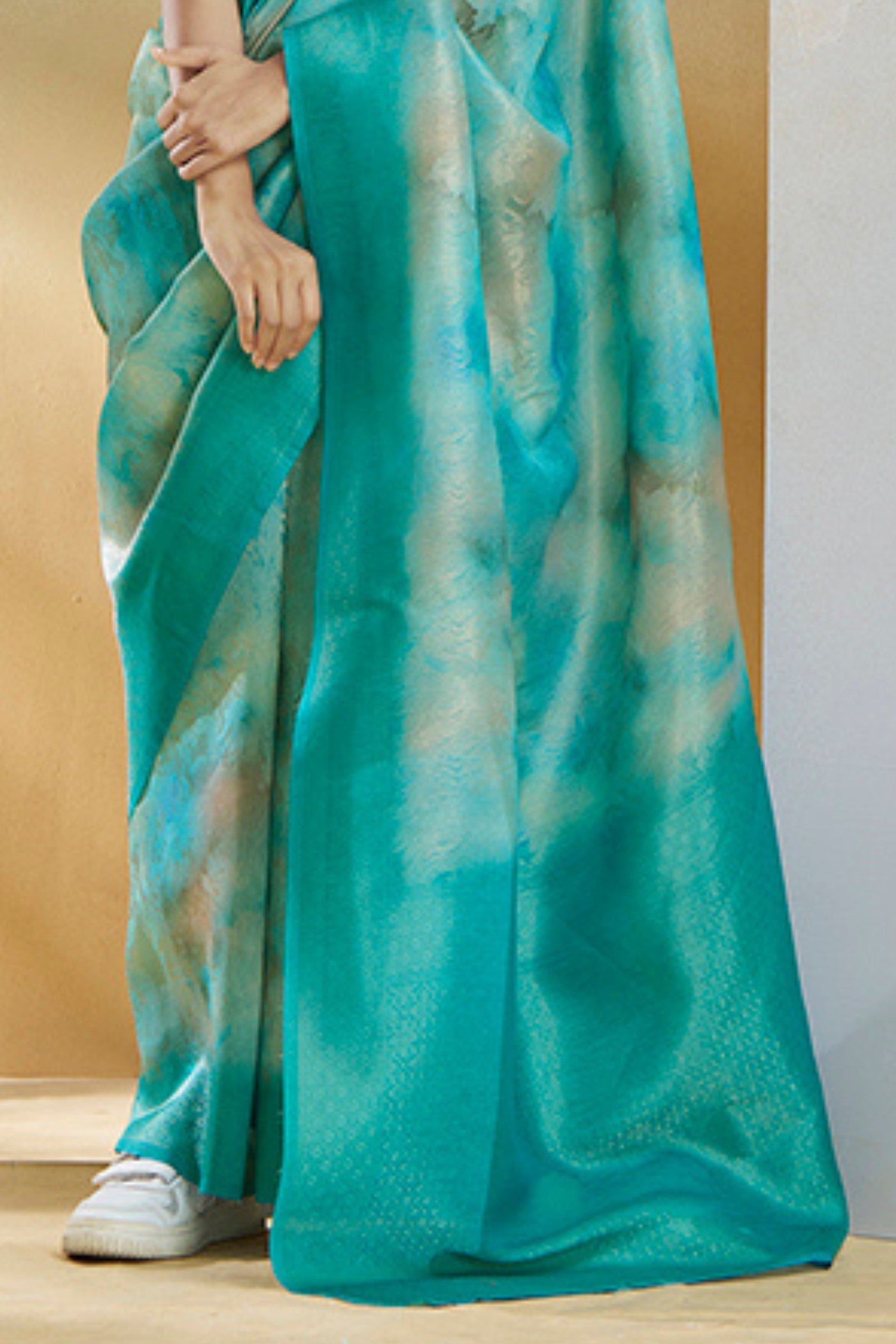 Buy MySilkLove Topaz Blue Banarasi Handloom Saree Online