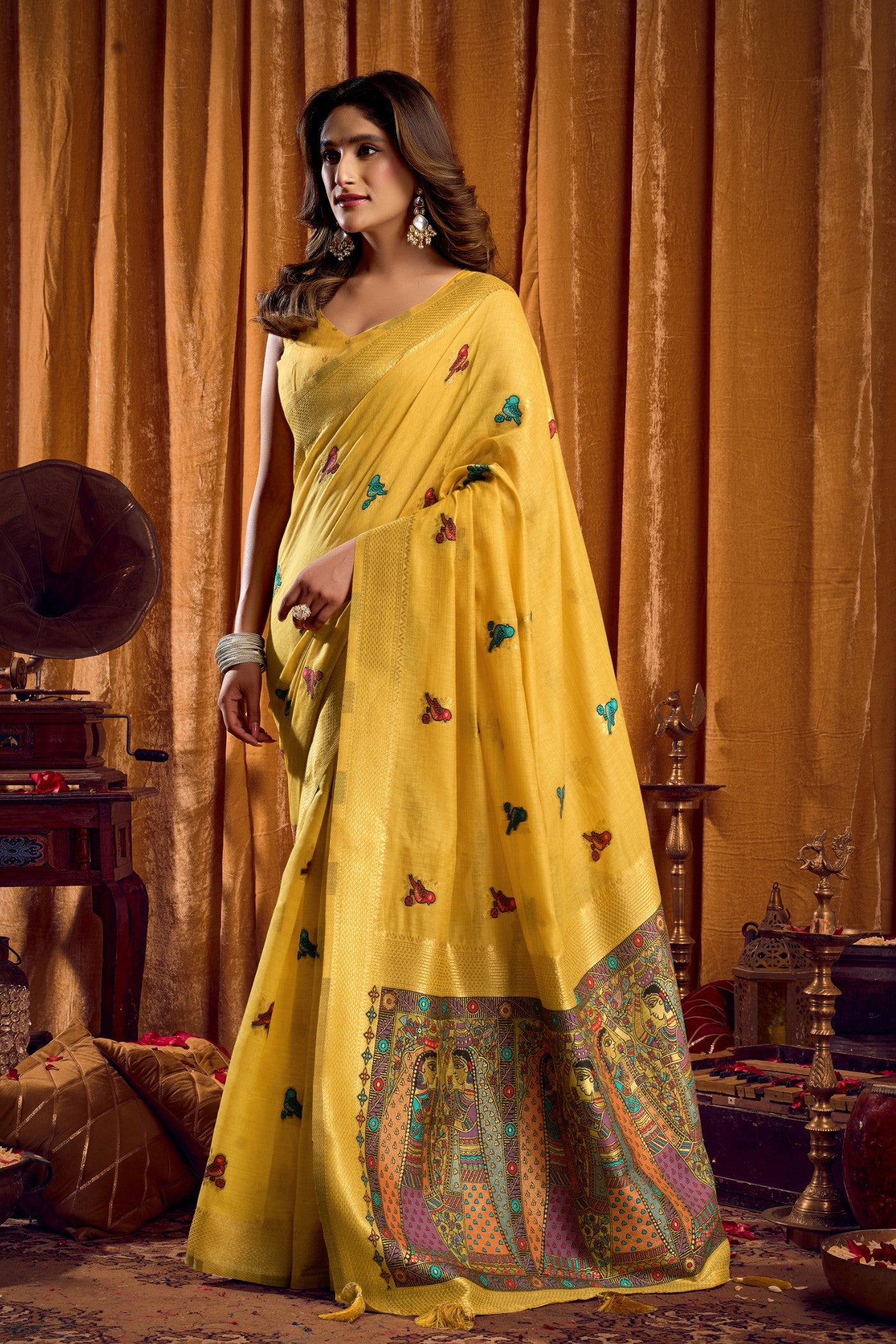 Buy MySilkLove Sunshine Yellow Woven Cotton Saree Online