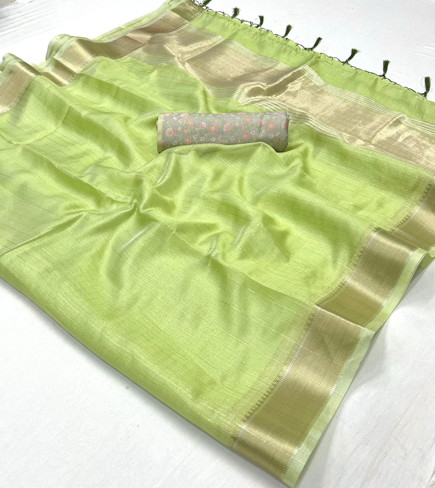 Buy MySilkLove Teak Green Chiffon Handloom Saree Online