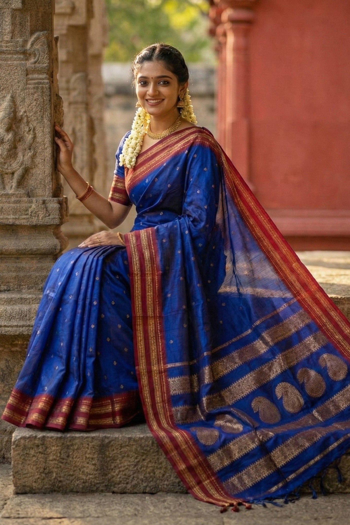 MySilkLove Azure Blue Banarasi Woven Soft Silk Saree