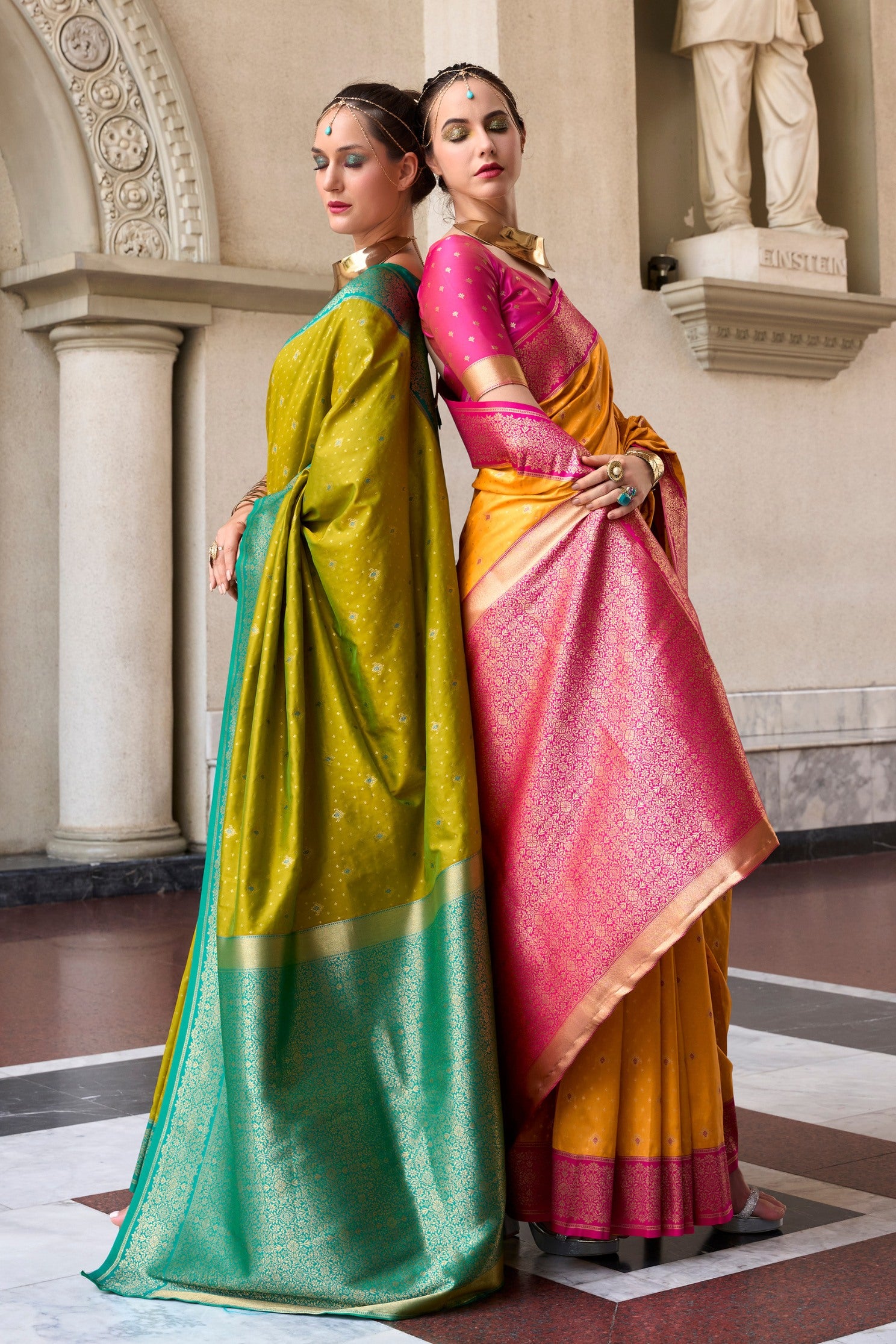 Buy MySilkLove Gamboge Orange Zari Woven Banarasi Soft Silk Saree Online