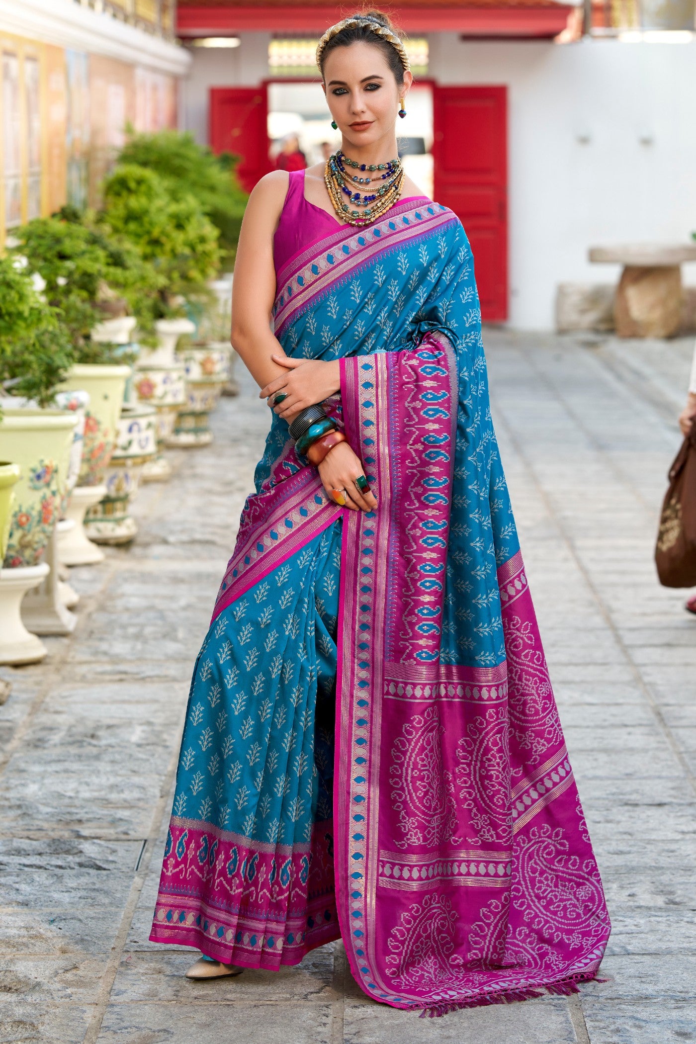 Buy MySilkLove Orient Blue Woven Banarasi Saree Online