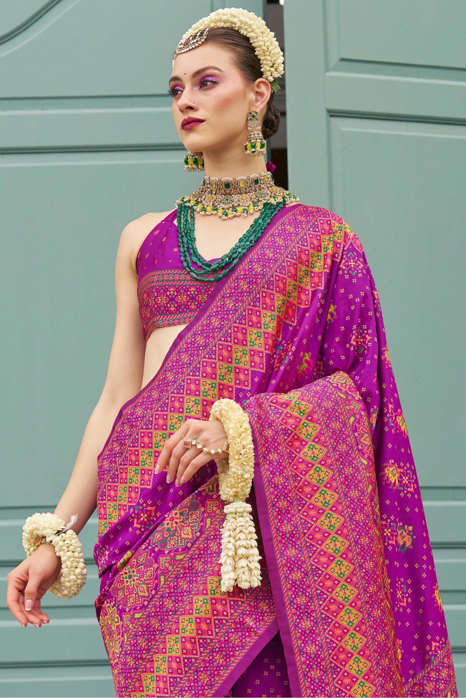 Buy MySilkLove Jamun Purple Printed Kashmiri Jamewar Silk Saree Online