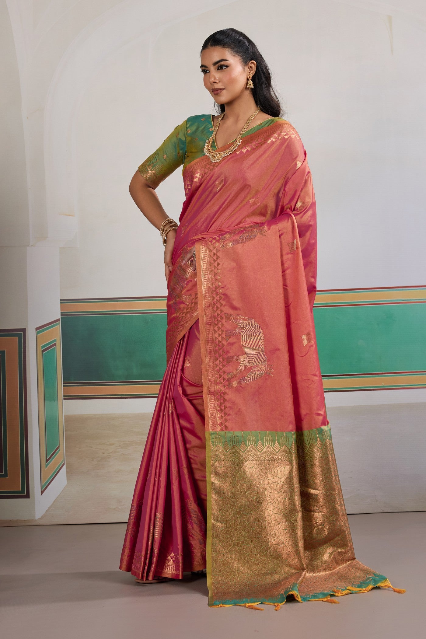 Buy MySilkLove Burnt Orange Banarasi Handloom Saree Online