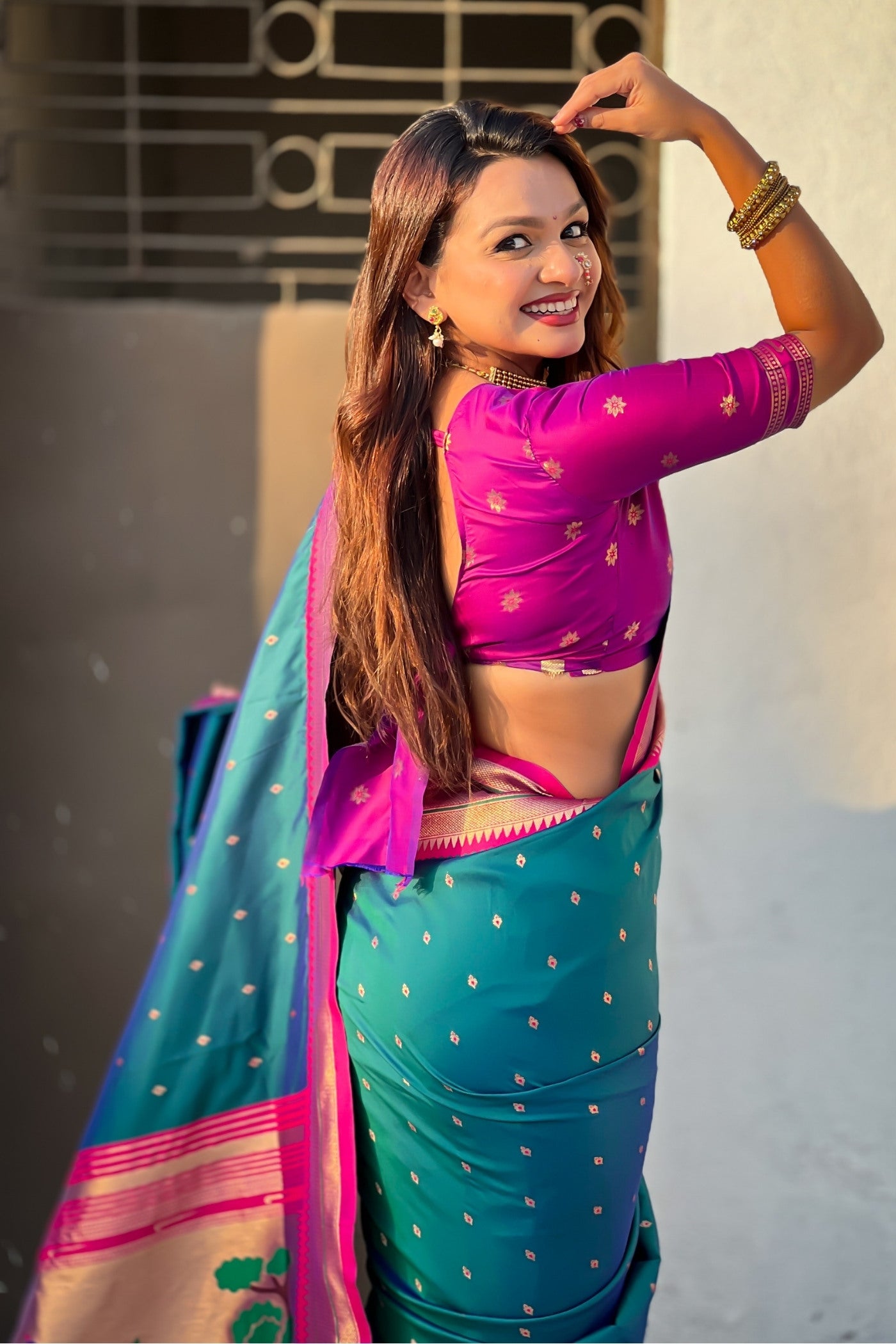 Buy MySilkLove Celtic Blue Zari Woven Paithani Saree Online