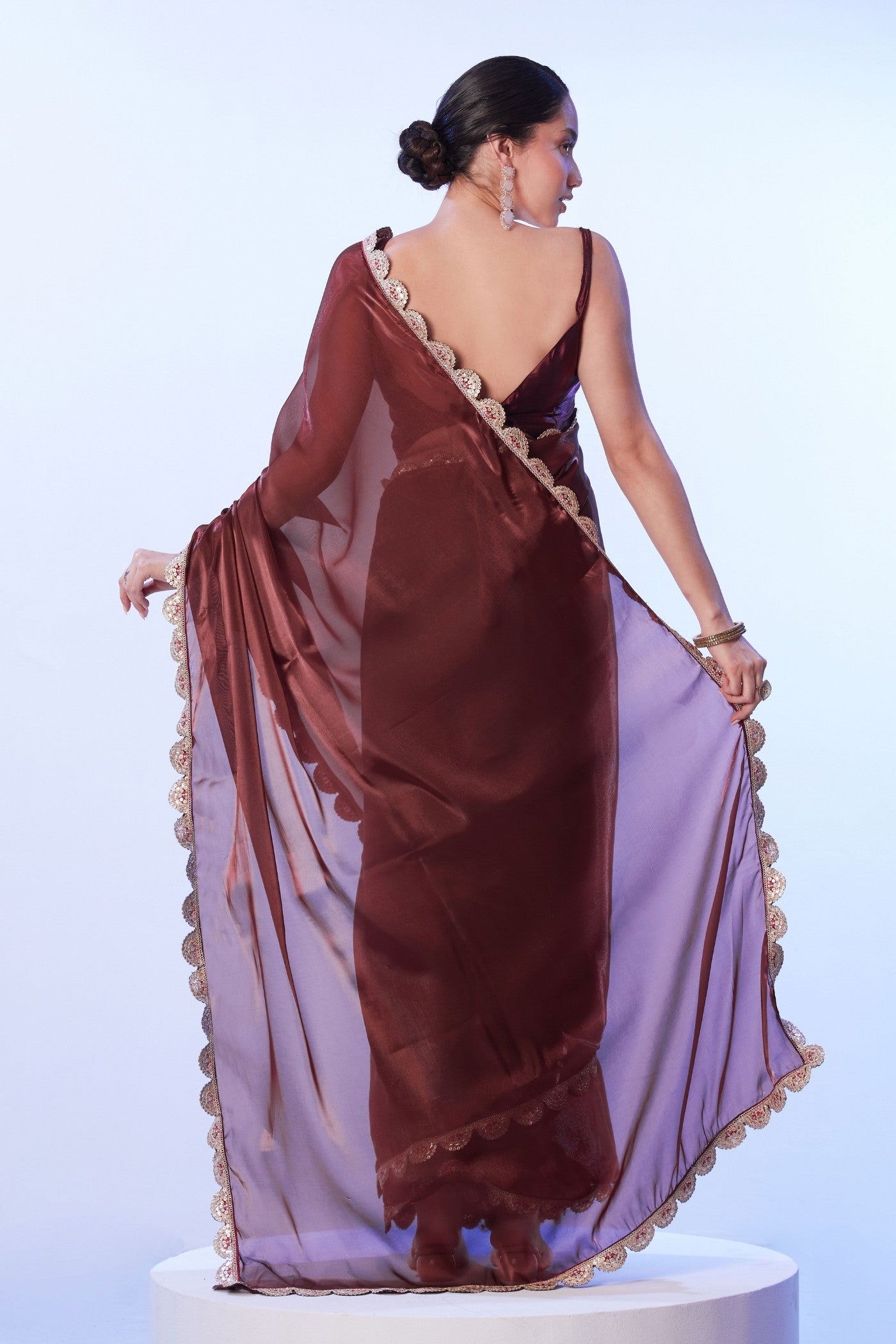 Buy MySilkLove Walnut Brown Designer Partywear Saree Online