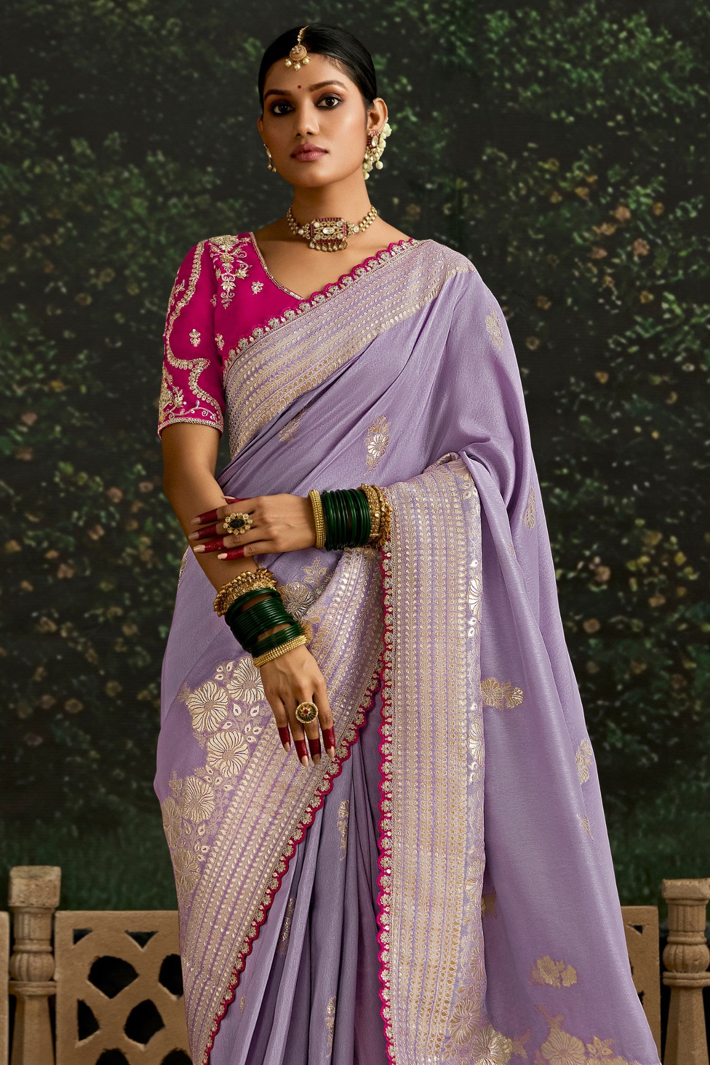 Buy MySilkLove Lilac Purple Designer Banarasi Saree Online