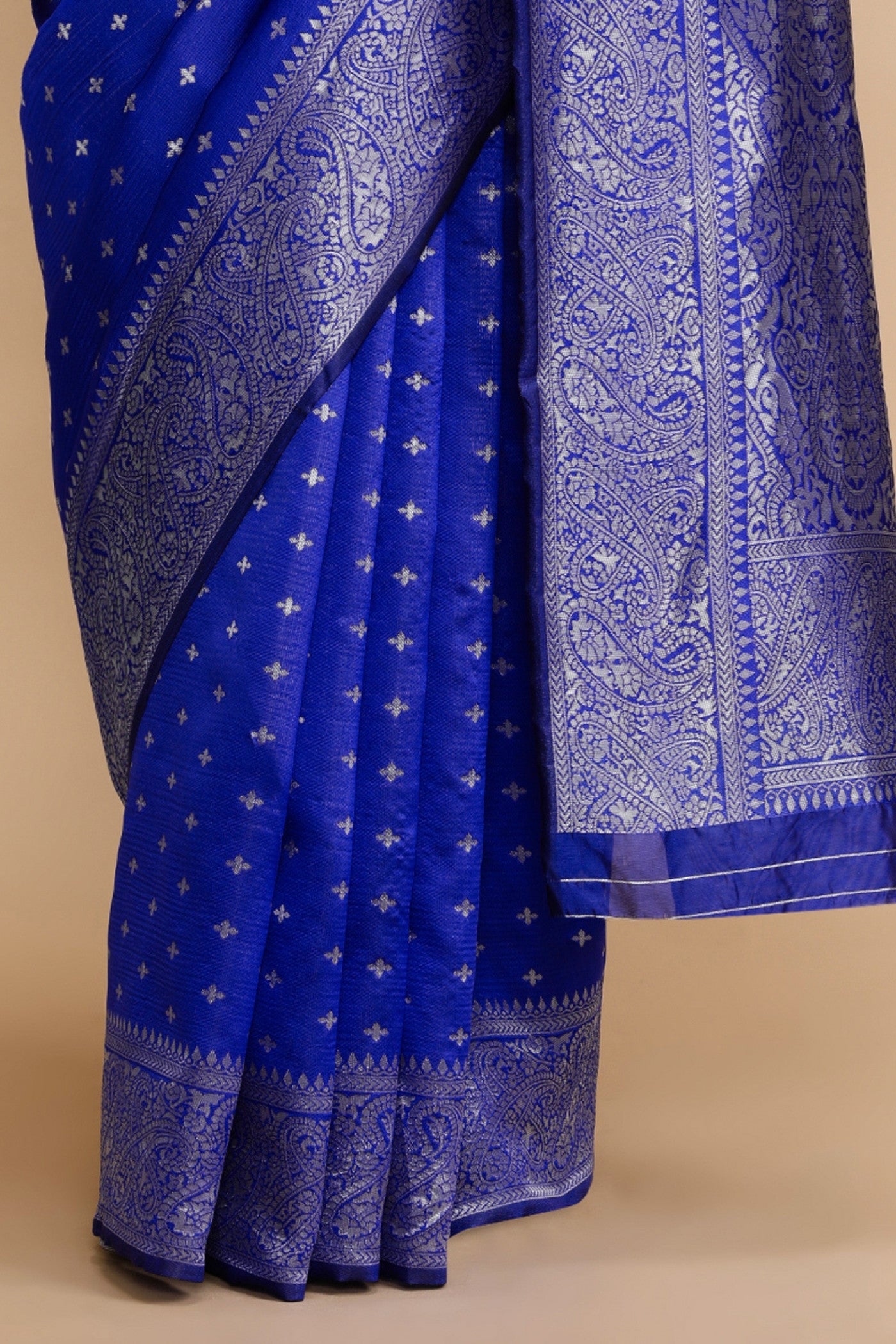 Buy MySilkLove Royal Blue Woven Jacquard Lichi Silk Saree Online