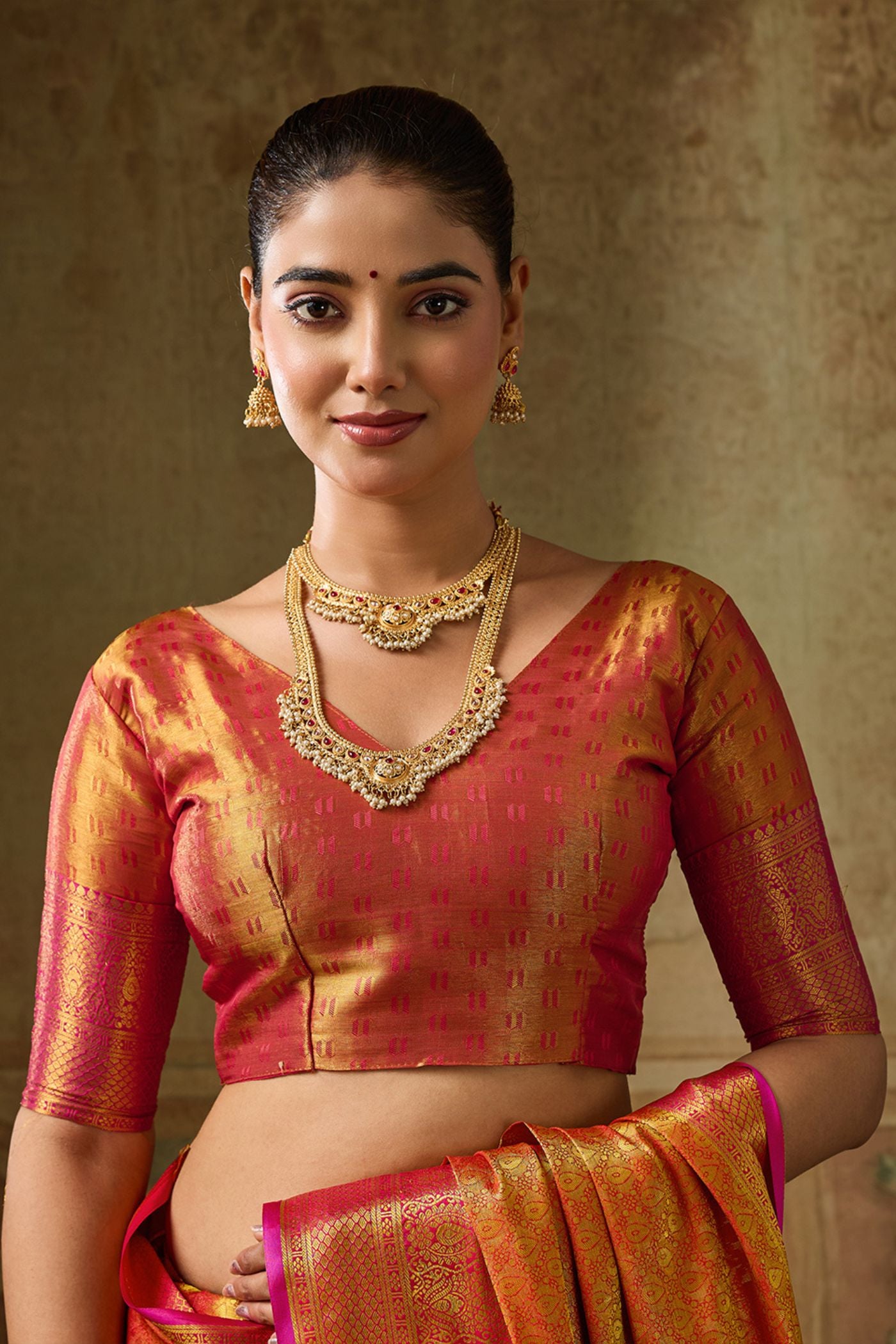 Buy MySilkLove Papaya Orange Woven Kanjivaram Saree Online