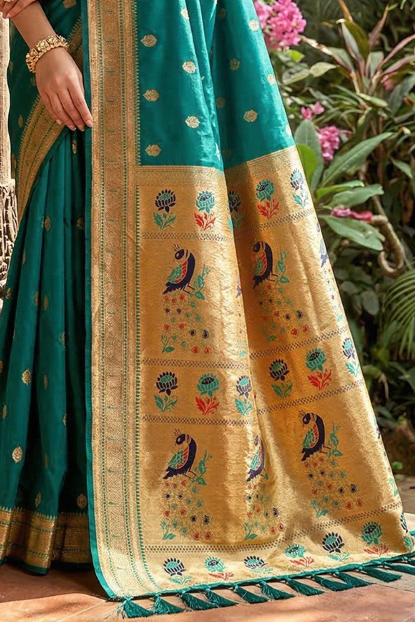 Buy MySilkLove Neptune Blue Zari Woven Paithani Saree Online