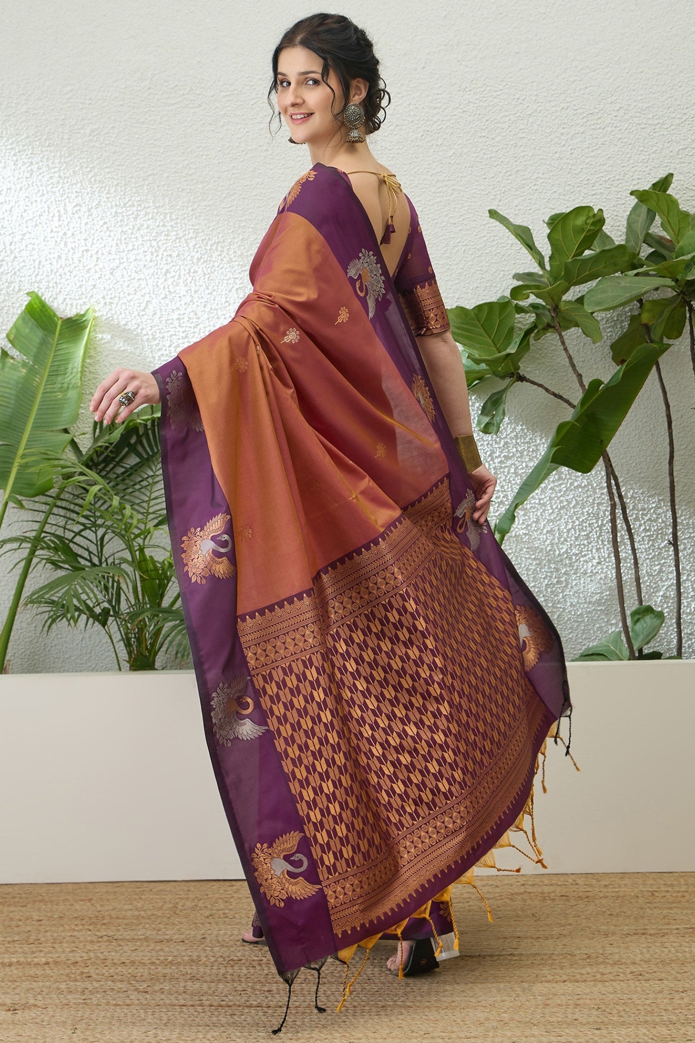 Buy MySilkLove Peanut Brown Banarasi Handloom Soft Silk Saree Online