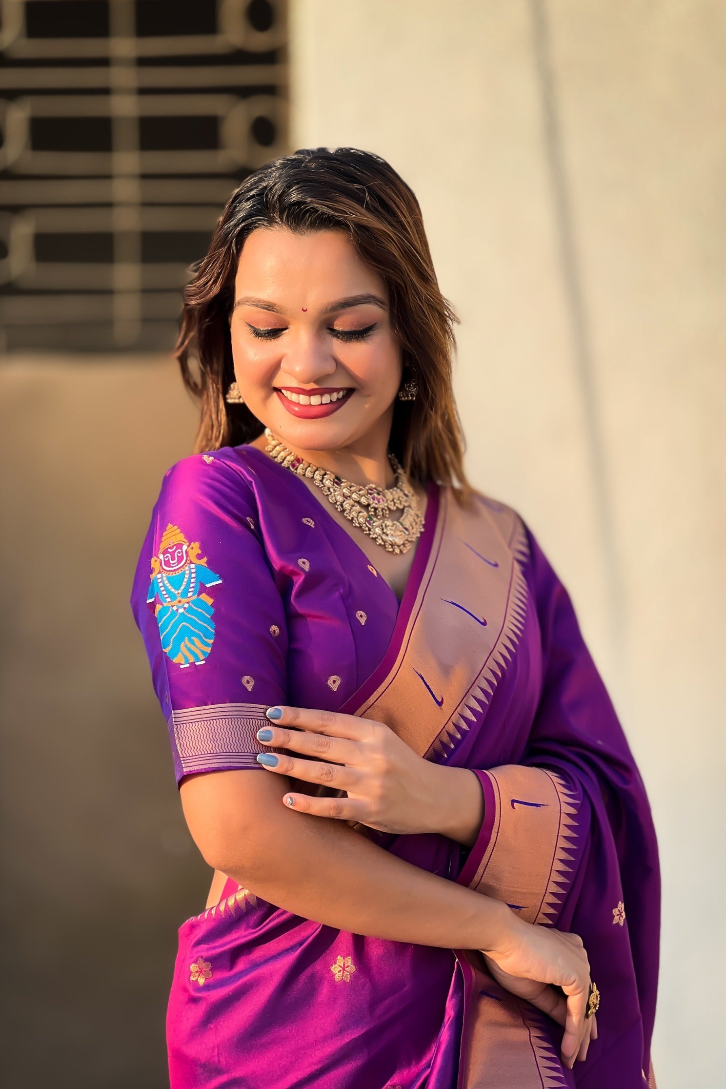 MySilkLove Sangria Purple Woven Paithani Saree